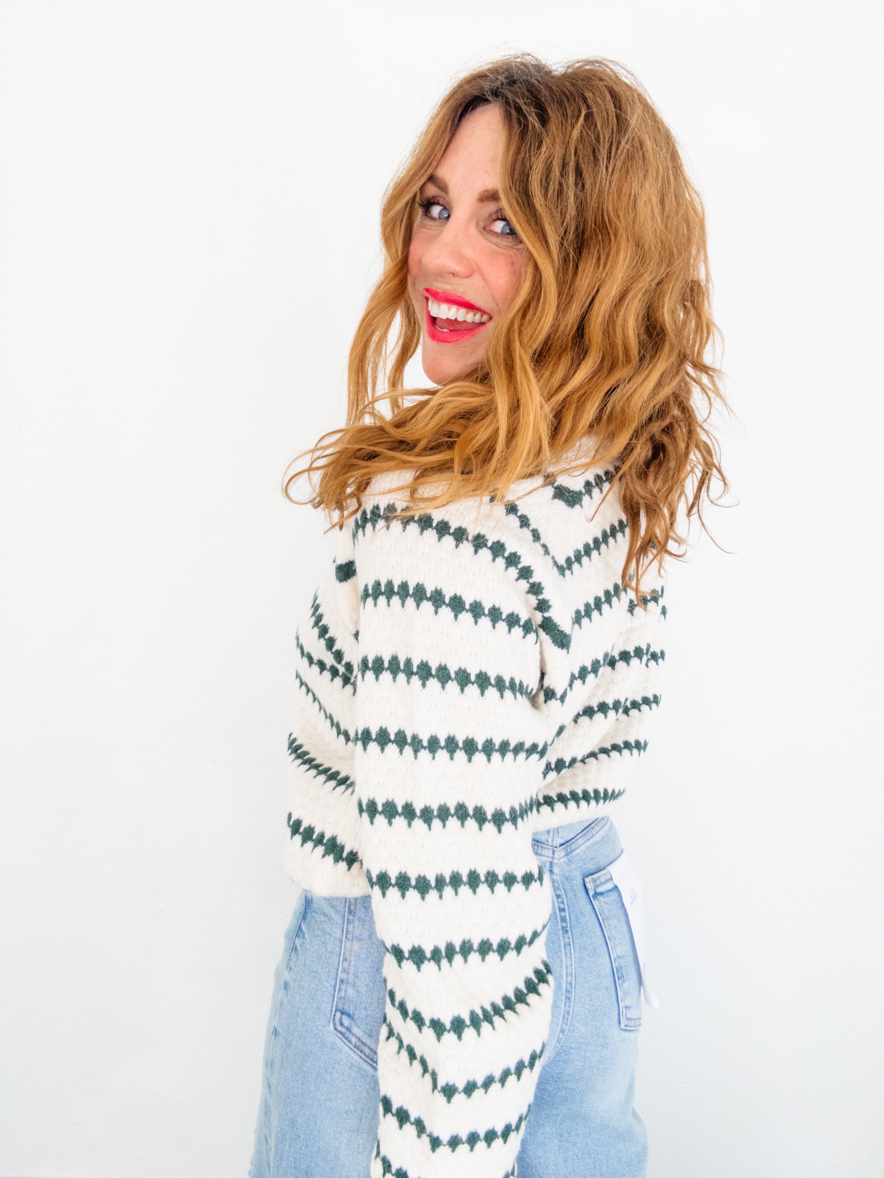 Pine Needles Quarter Zip Sweater