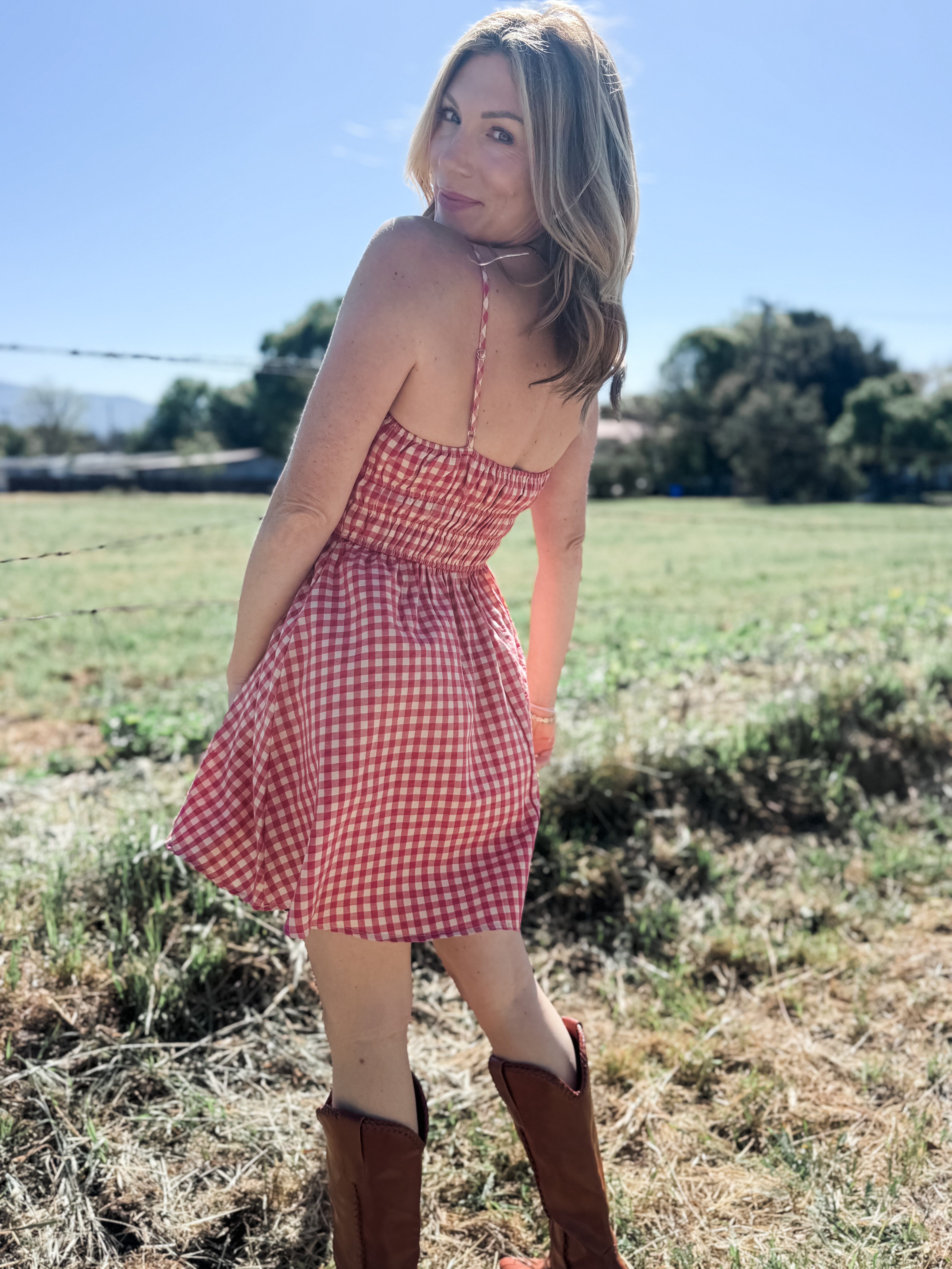 Cherry Basket Shirred Mini Dress