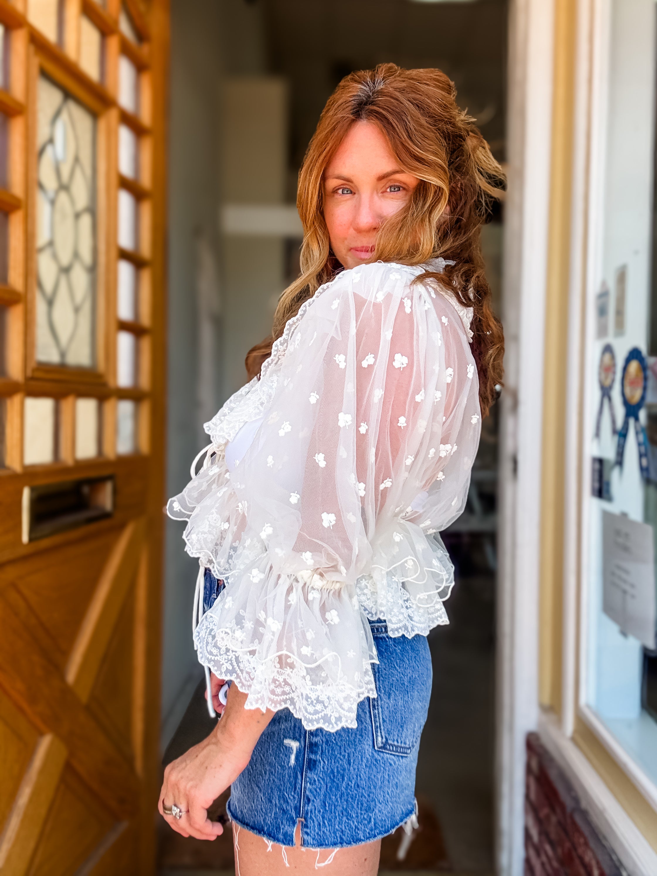 Romantic Sun Lacey Ruffled Blouse