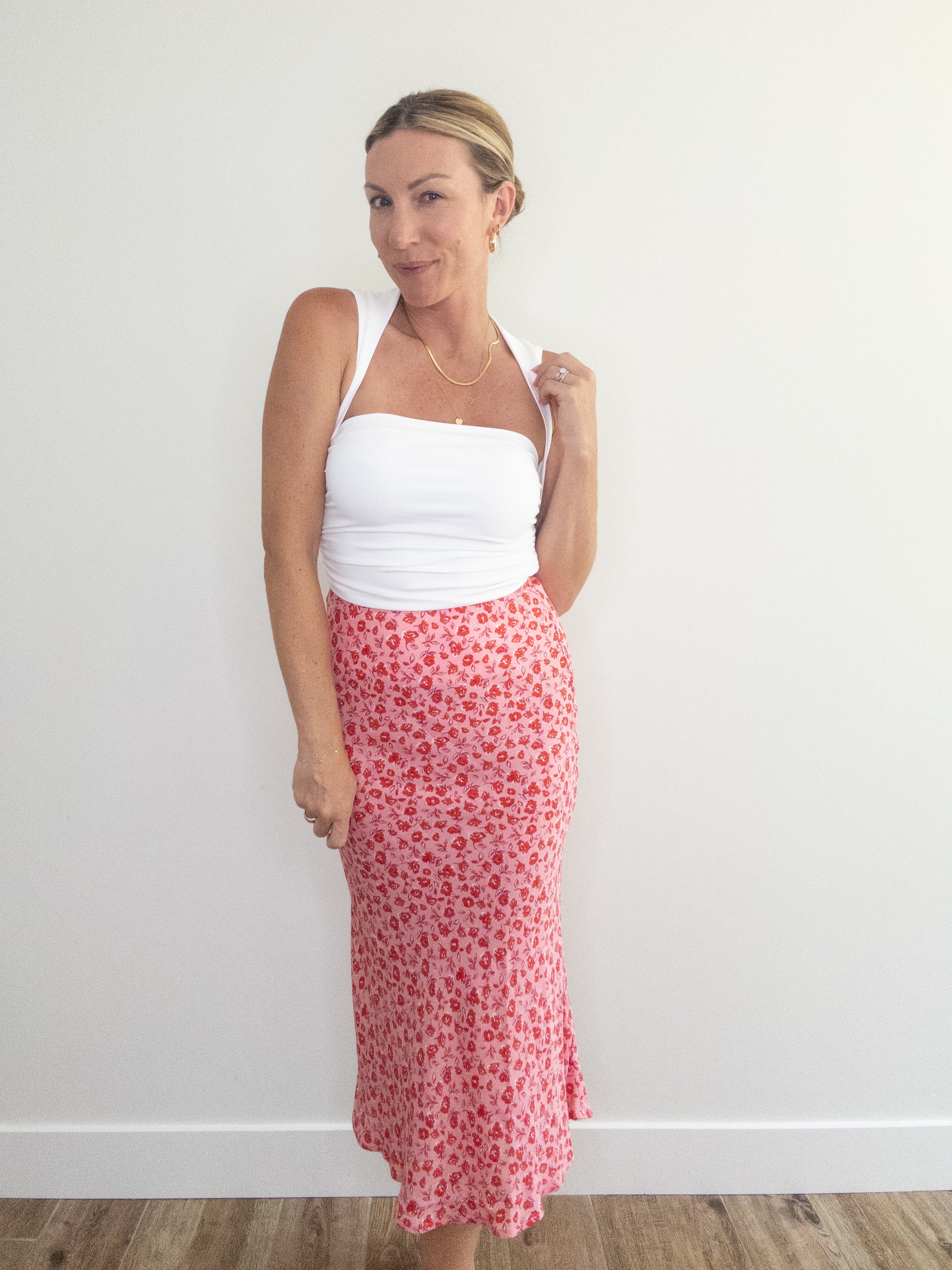 Red Red Roses Midi Skirt