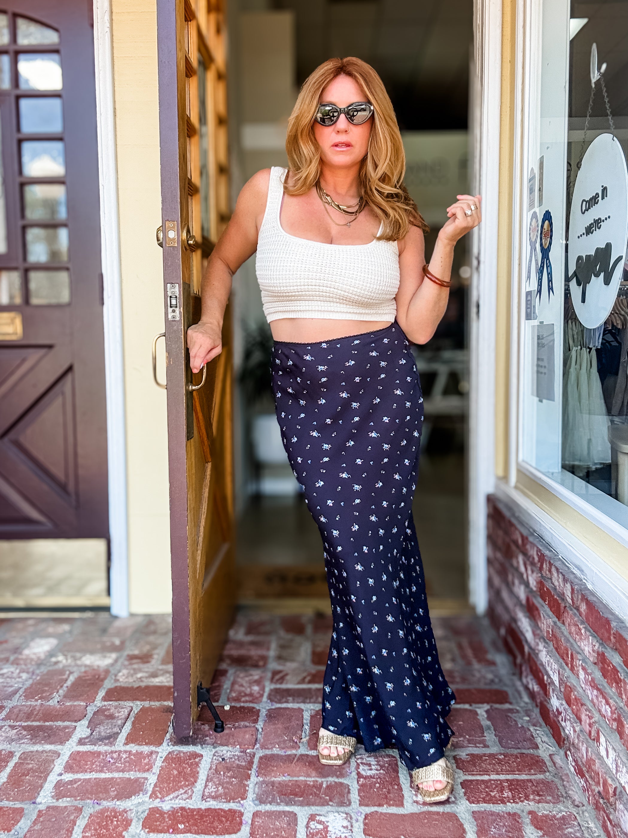 It Takes Time Floral Midi Skirt