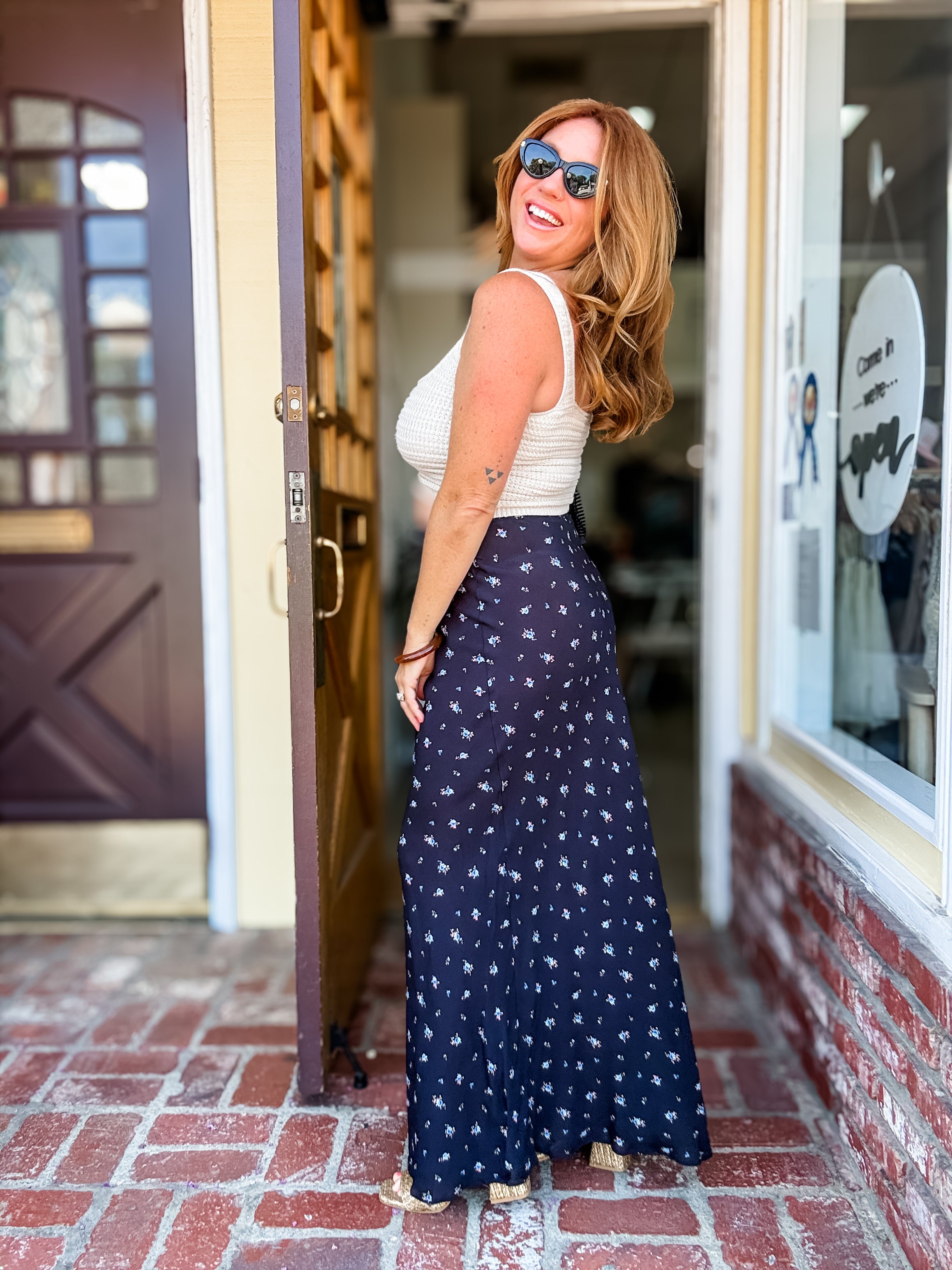 It Takes Time Floral Midi Skirt