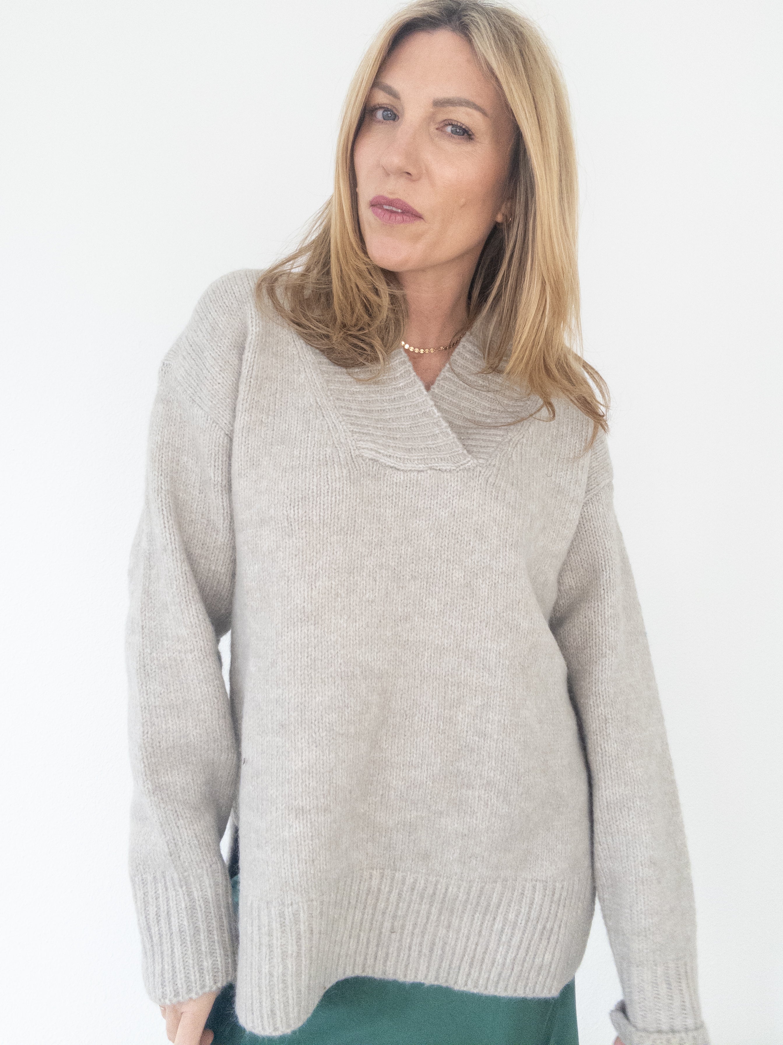 Chloe V Neck Slouchy Sweater