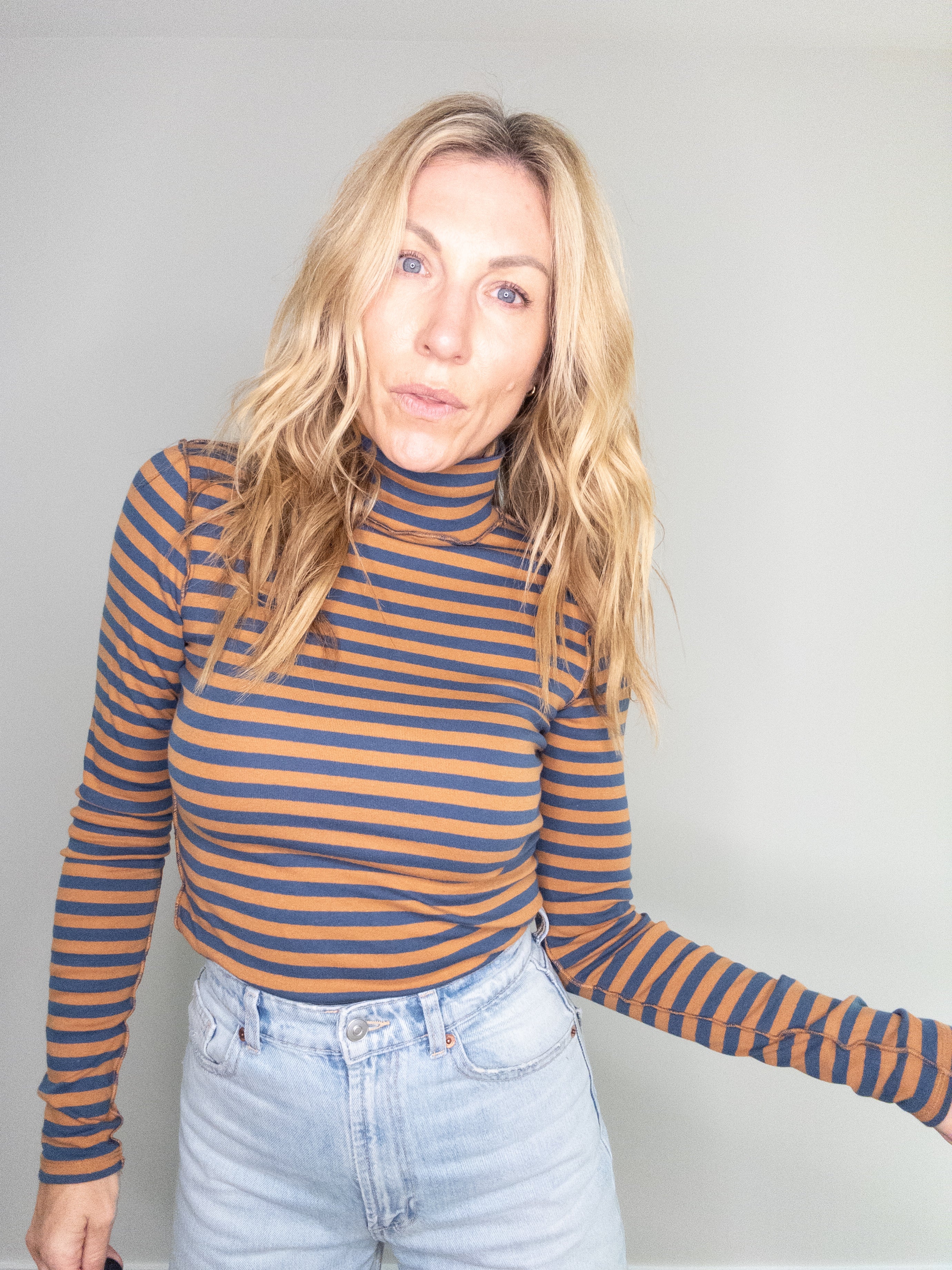 Parallel Lines Striped Turtleneck