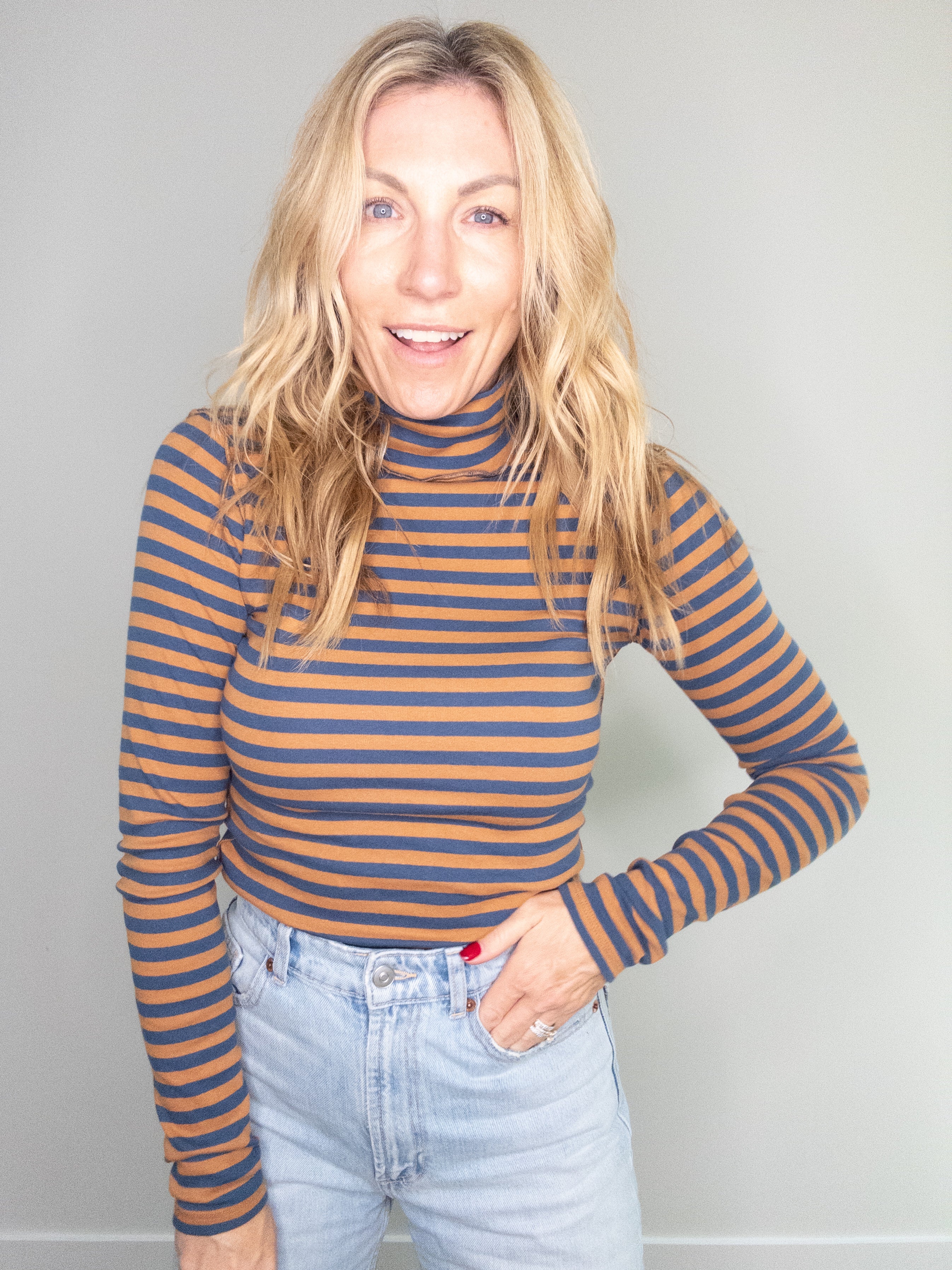 Parallel Lines Striped Turtleneck