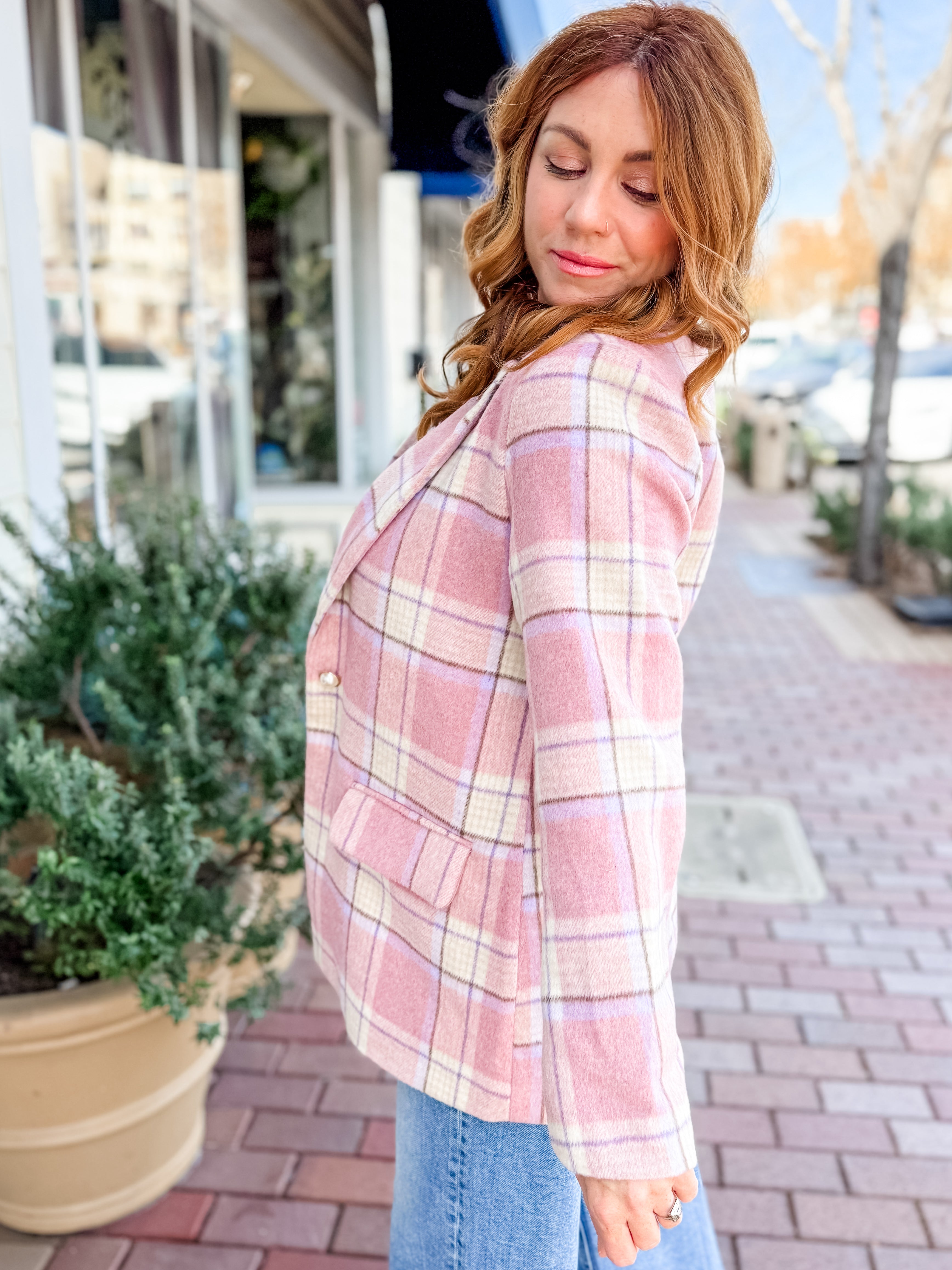 First Blush Plaid Blazer