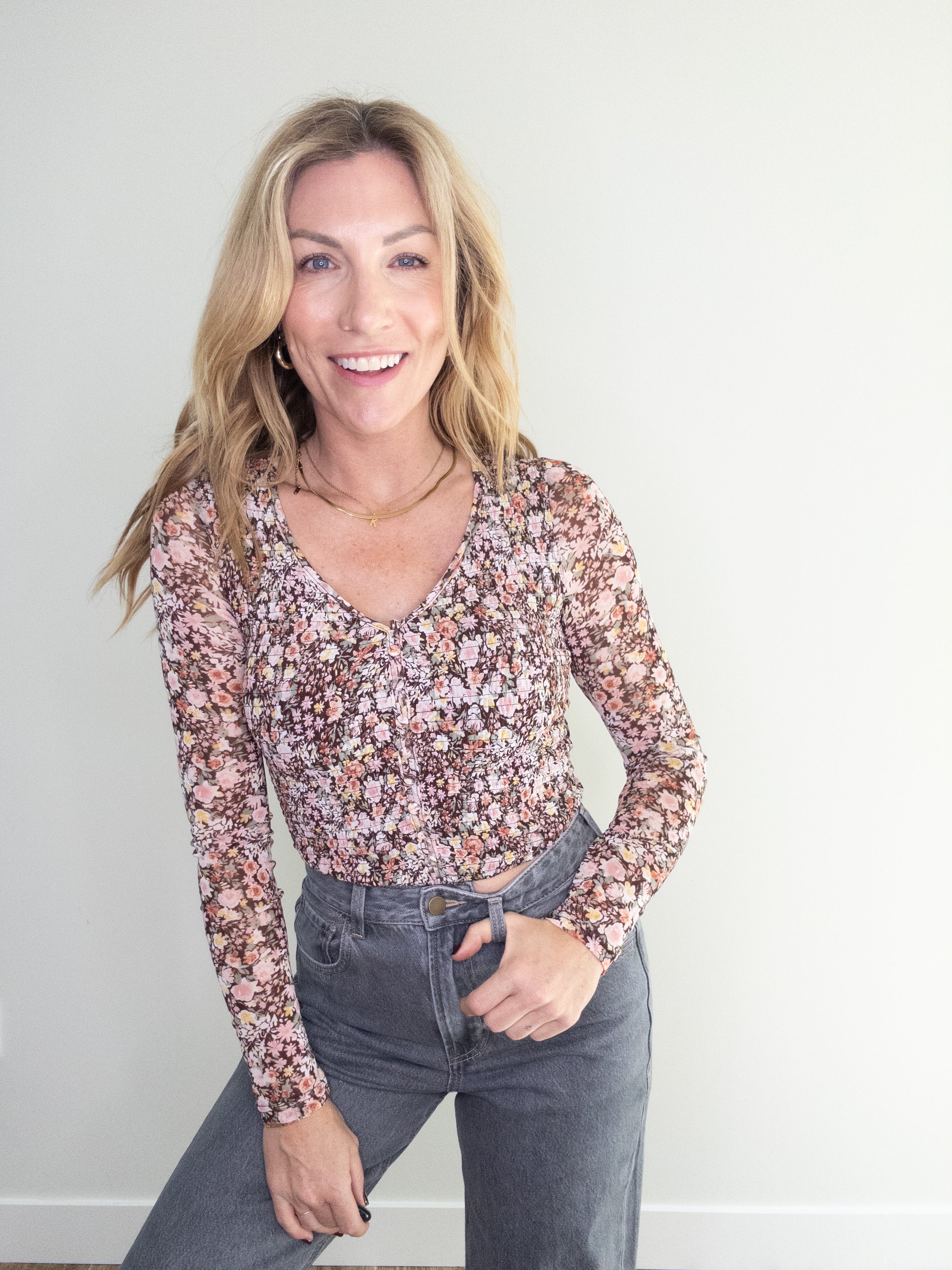 Autumn Bloom Smocked Top