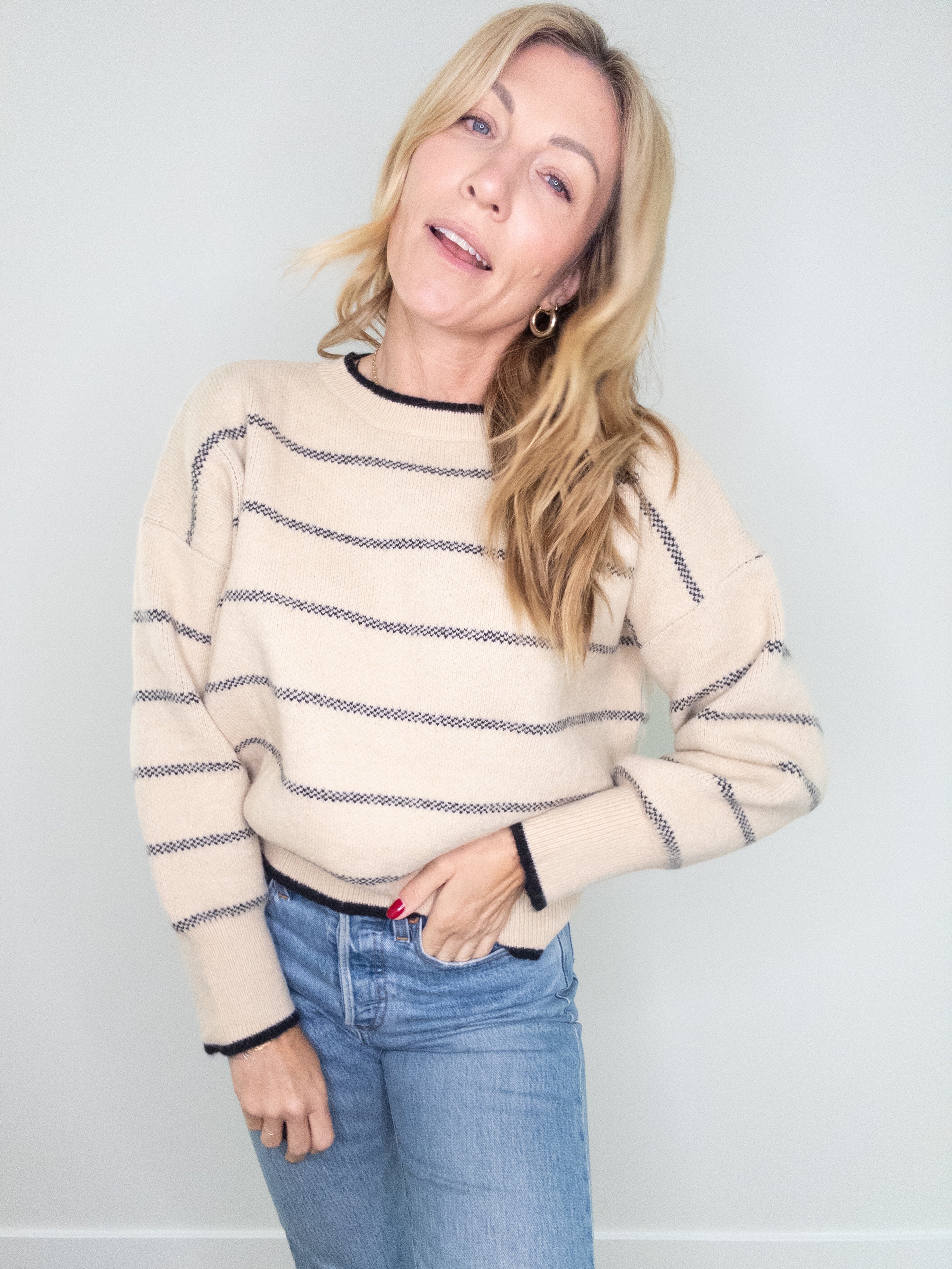 On The Right Track Striped Sweater