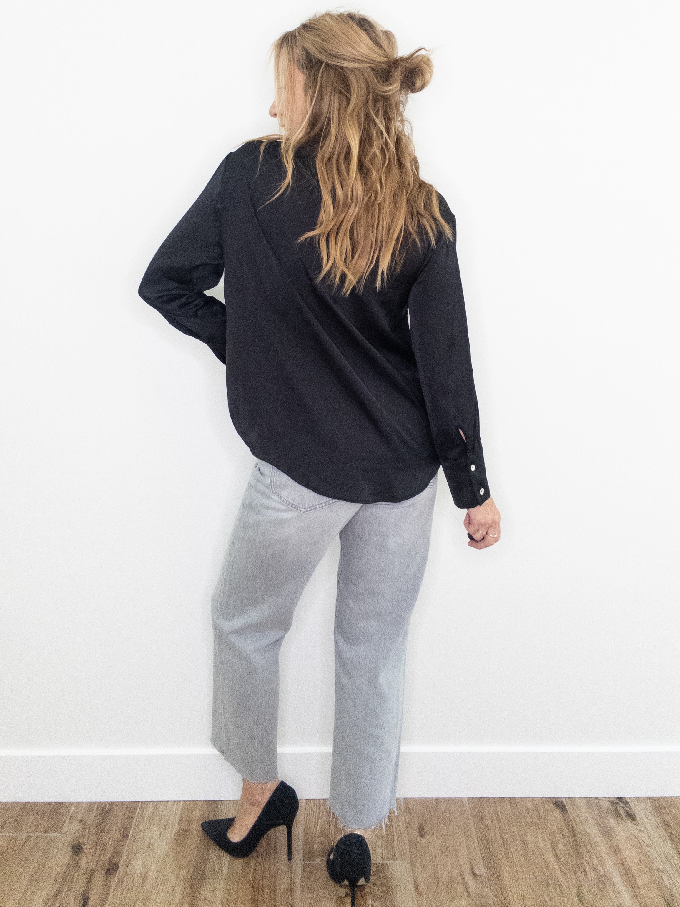 Fine Wine Satin Button Down