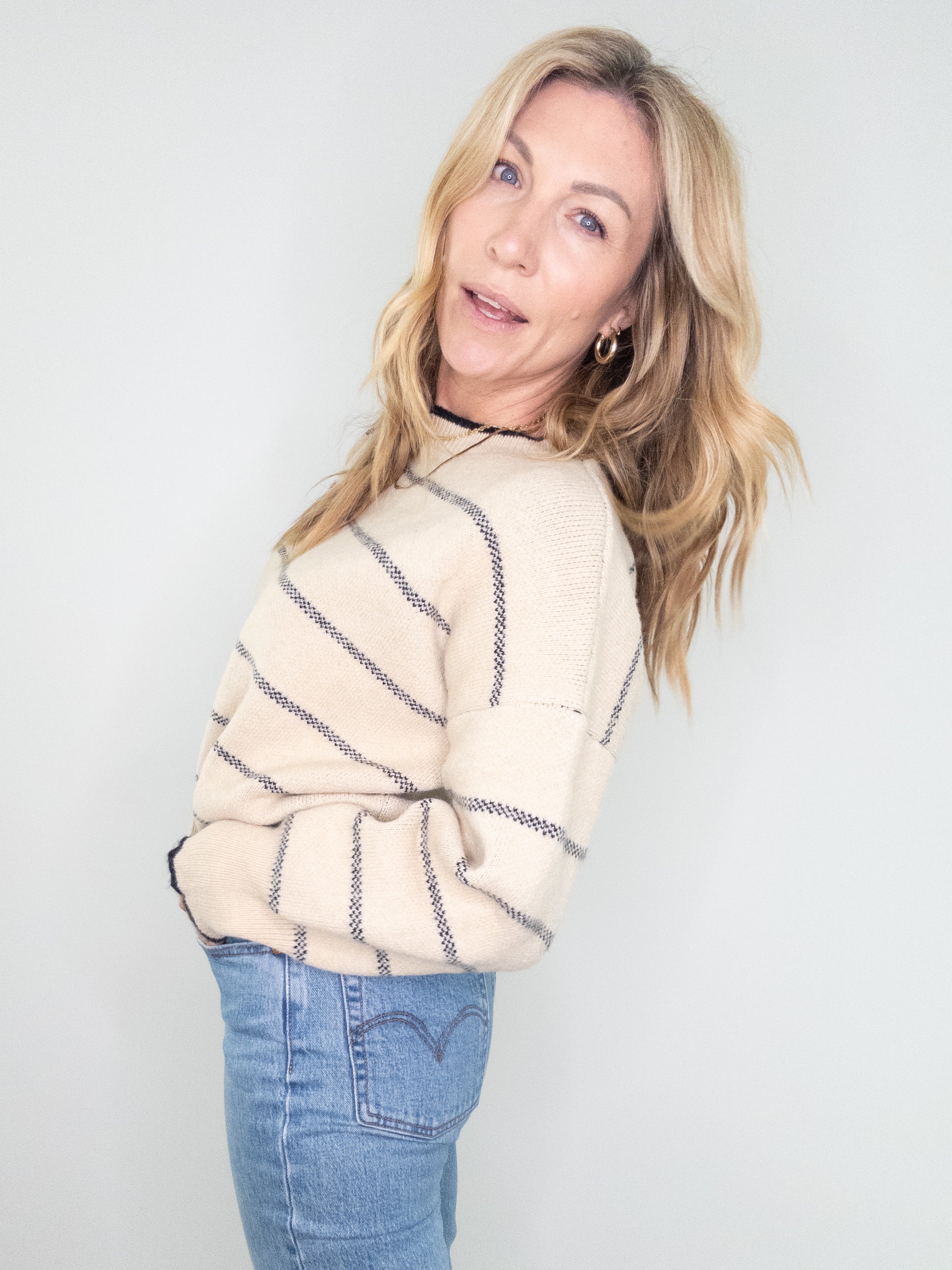 On The Right Track Striped Sweater