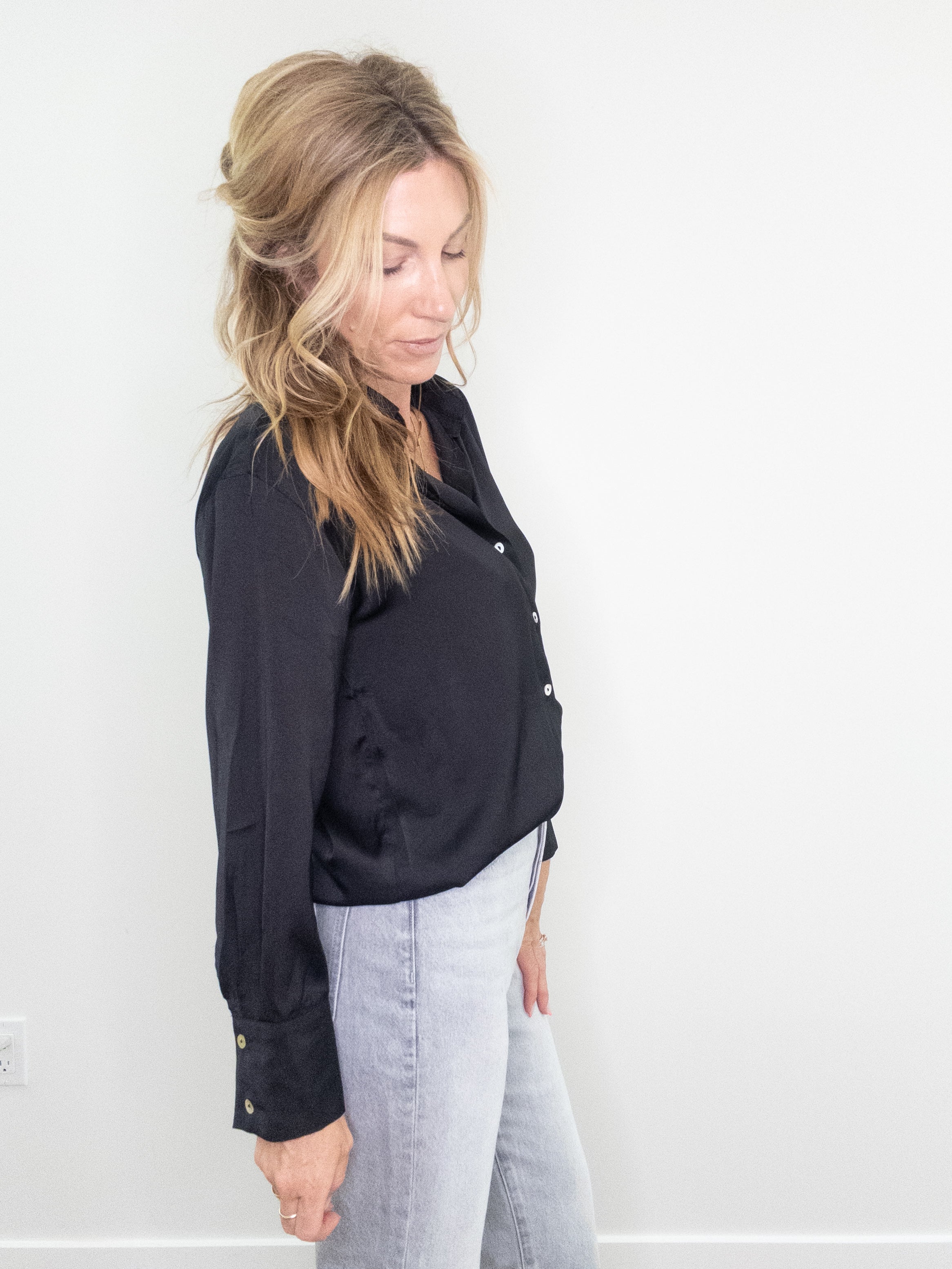 Fine Wine Satin Button Down