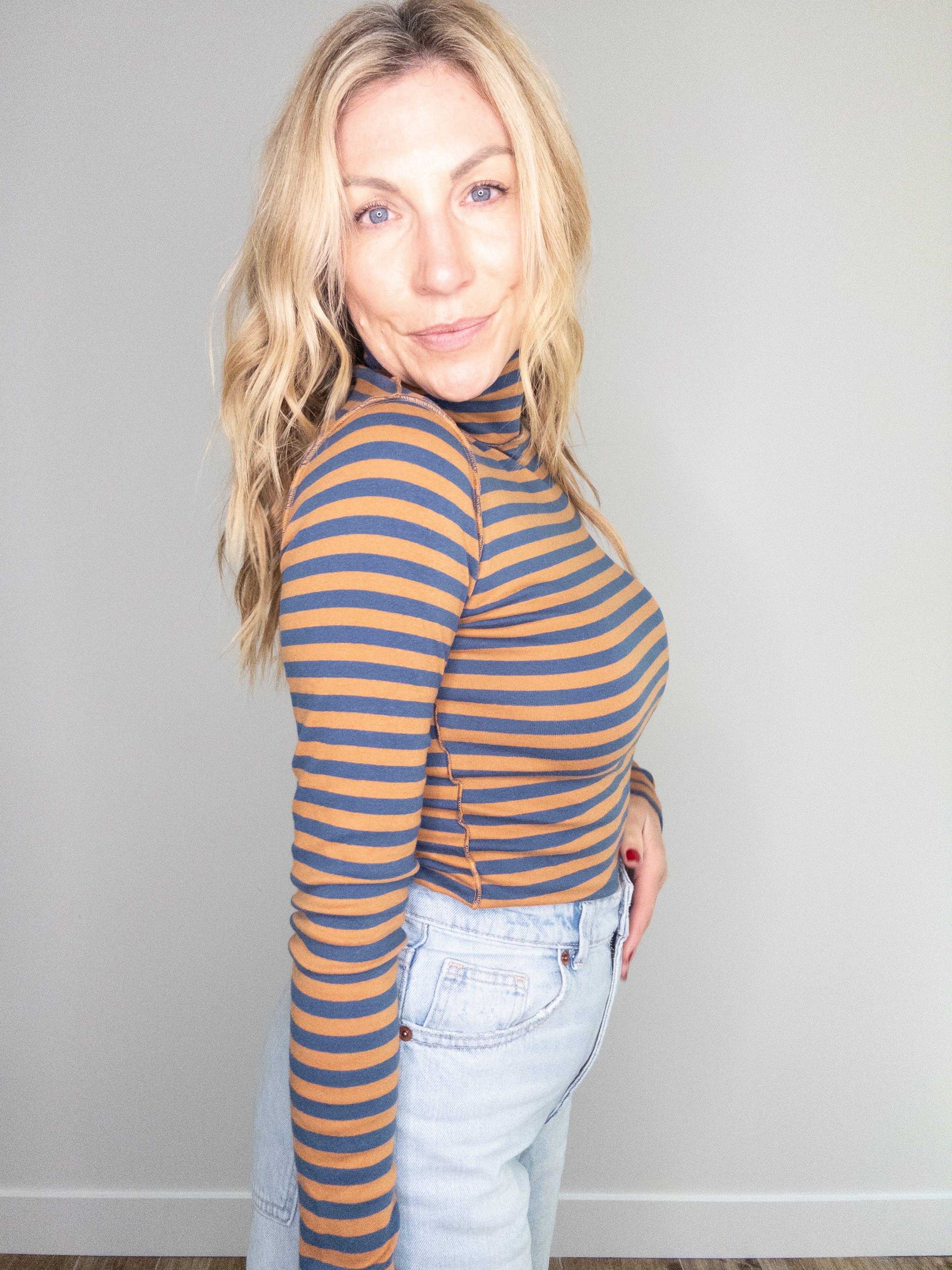 Parallel Lines Striped Turtleneck