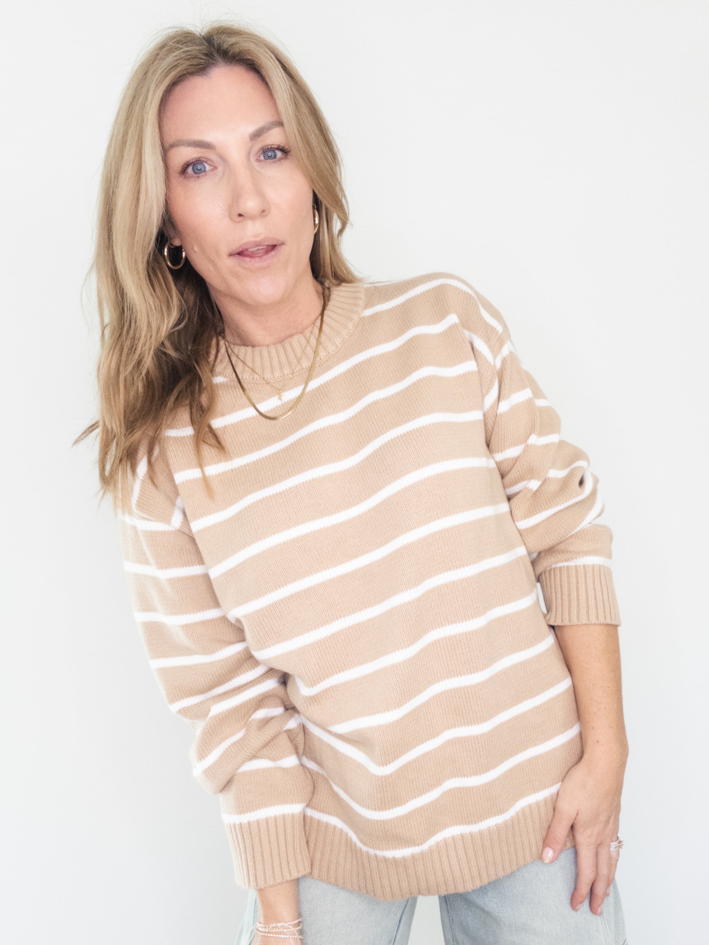 Cookie Butter Striped Sweater