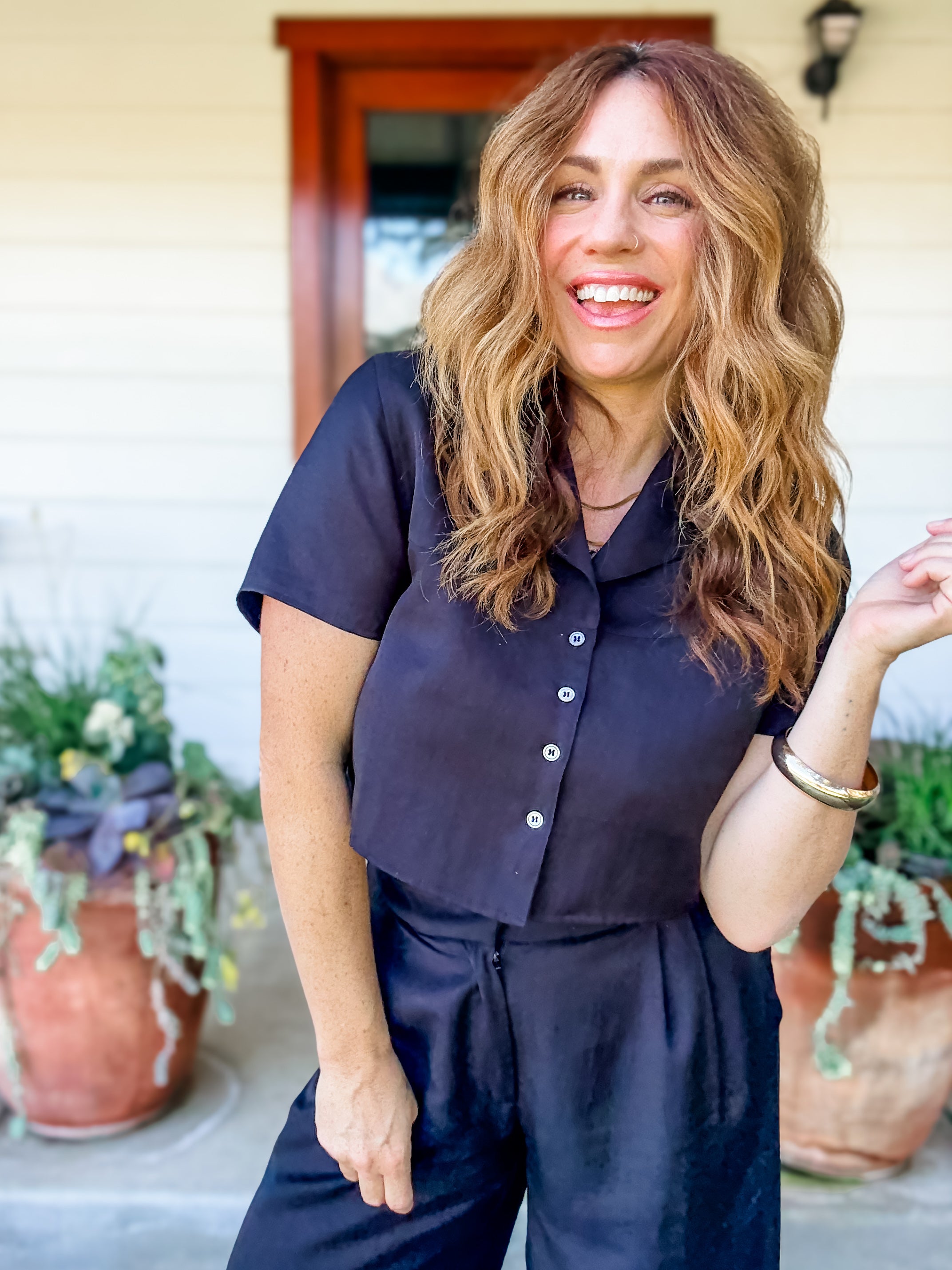 Madison Button Front Top