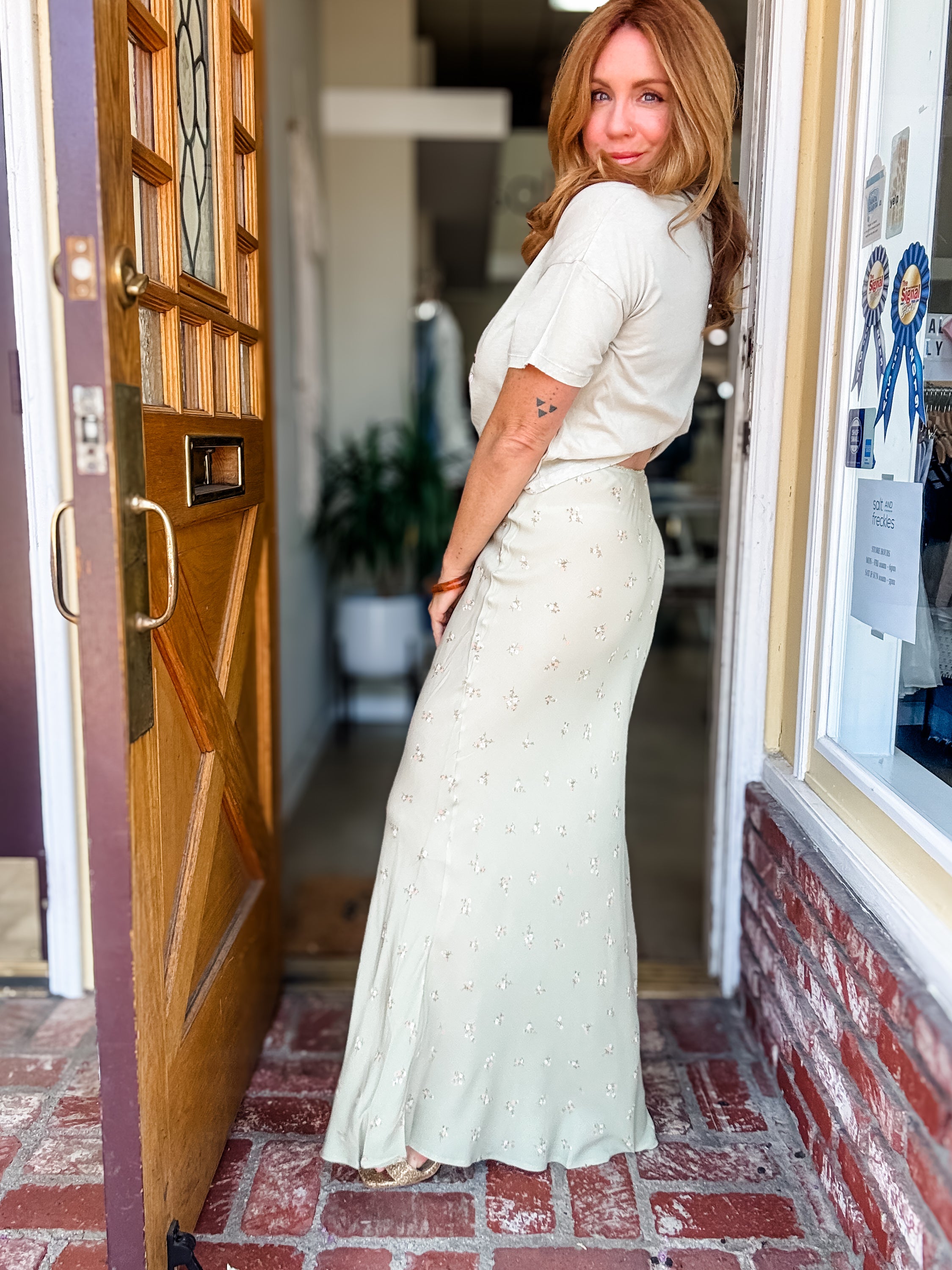 It Takes Time Floral Midi Skirt