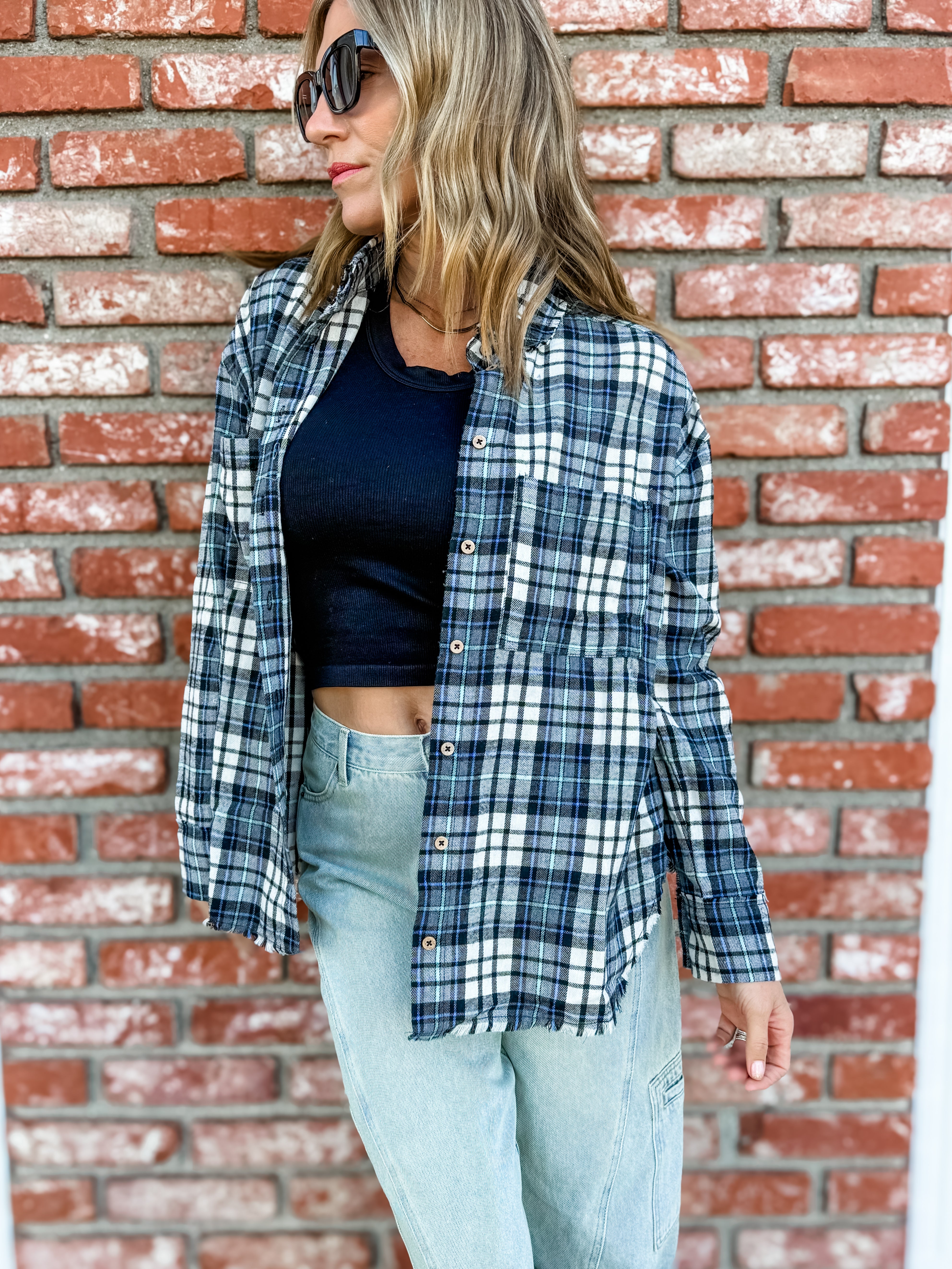 Misty Pines Plaid Button Down Shirt