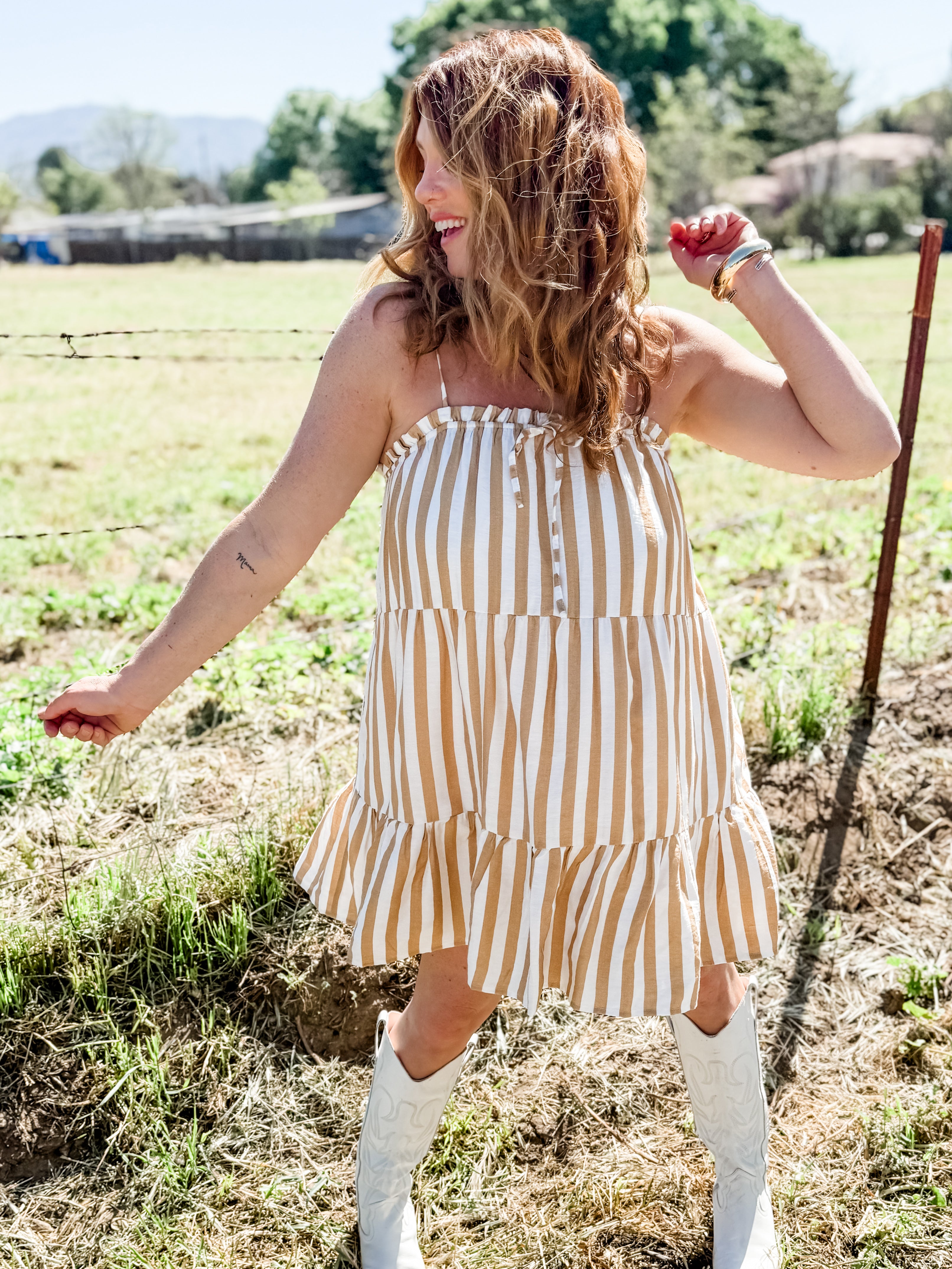 Golden Coast Tiered Mini Dress