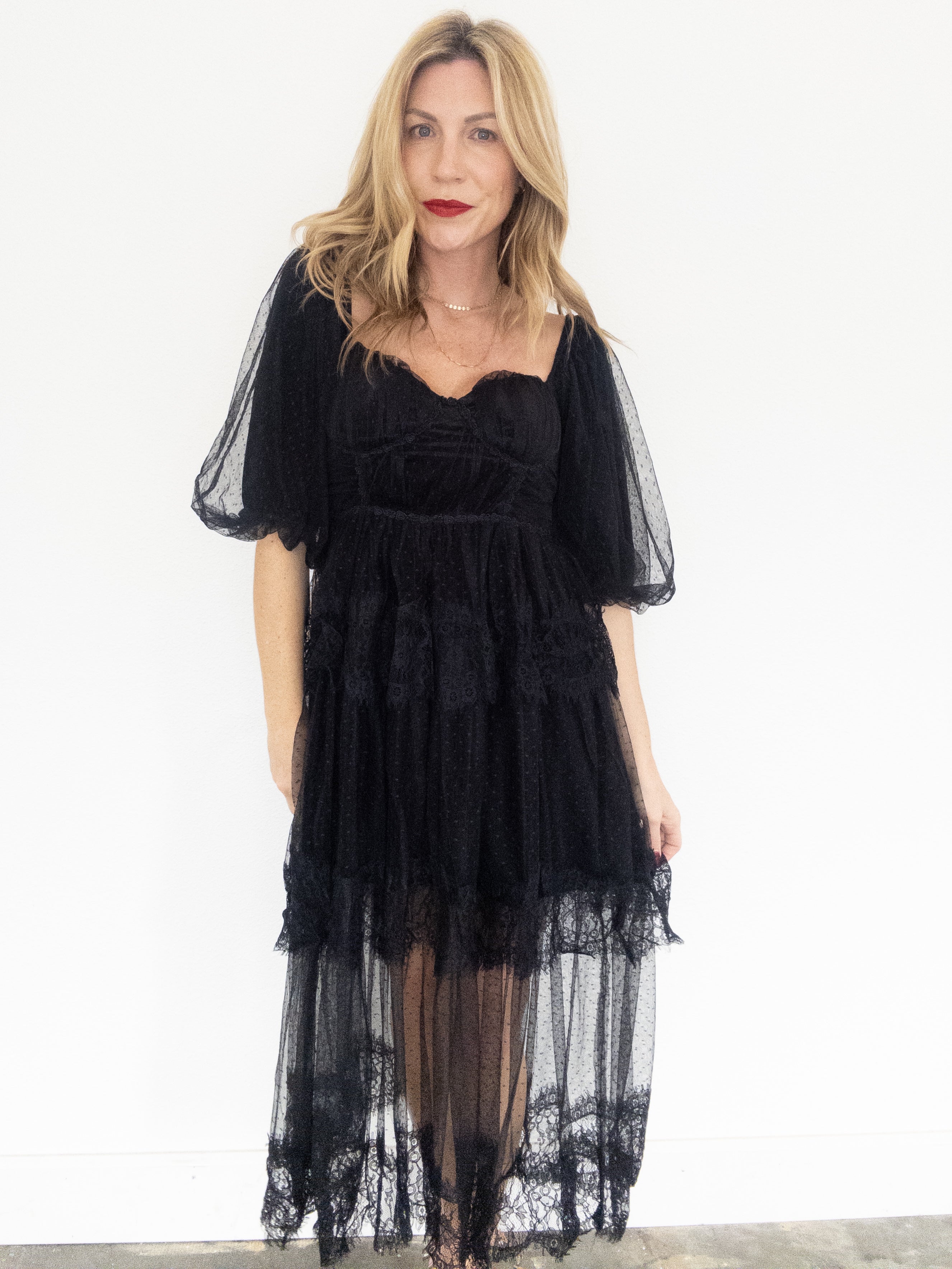 Dance In Moonlight Mesh Tiered Dress