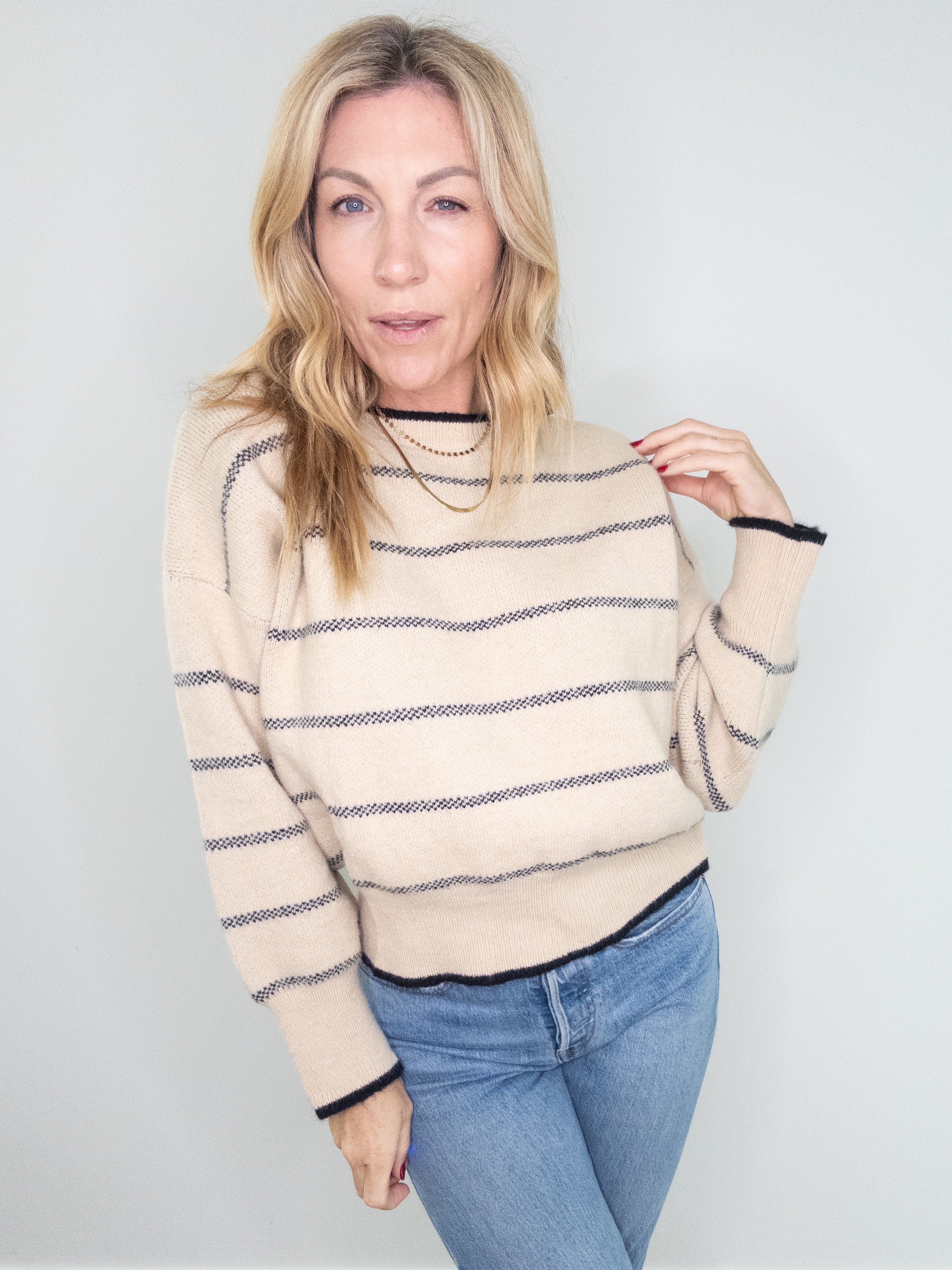 On The Right Track Striped Sweater