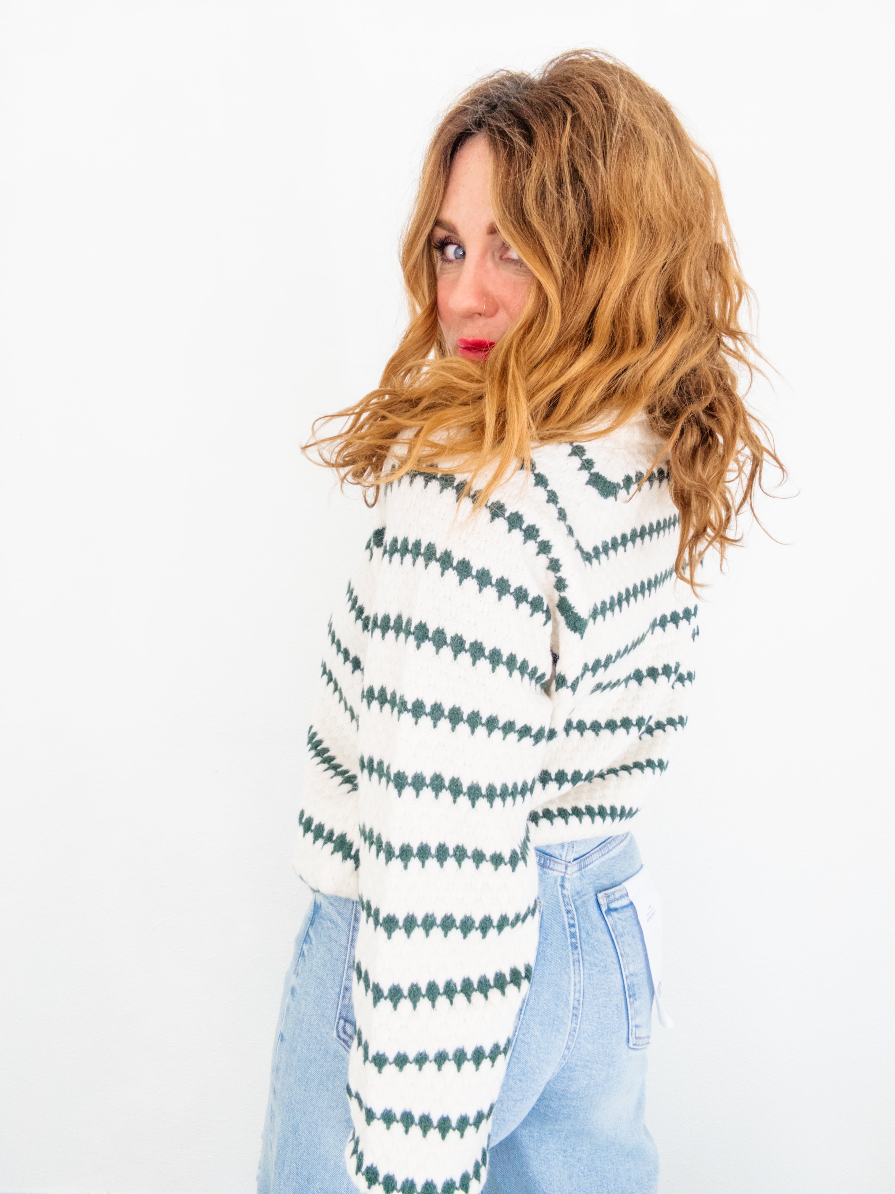 Pine Needles Quarter Zip Sweater