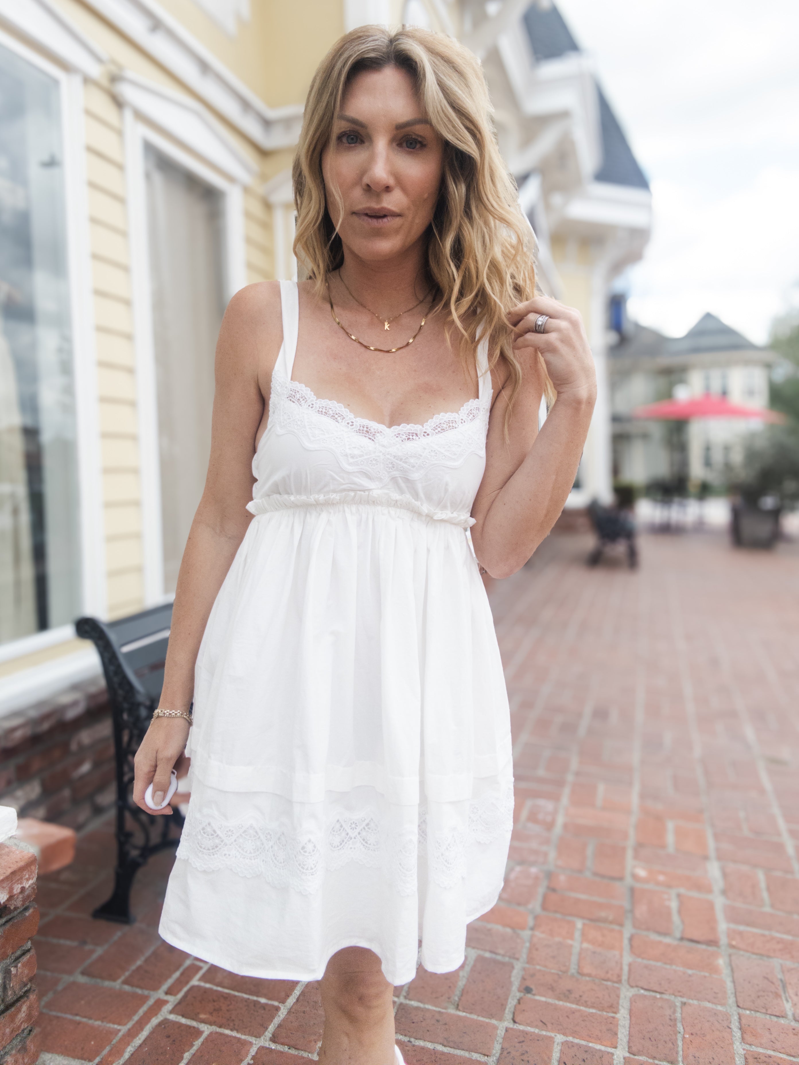 Lila Lace Eyelet Mini Dress