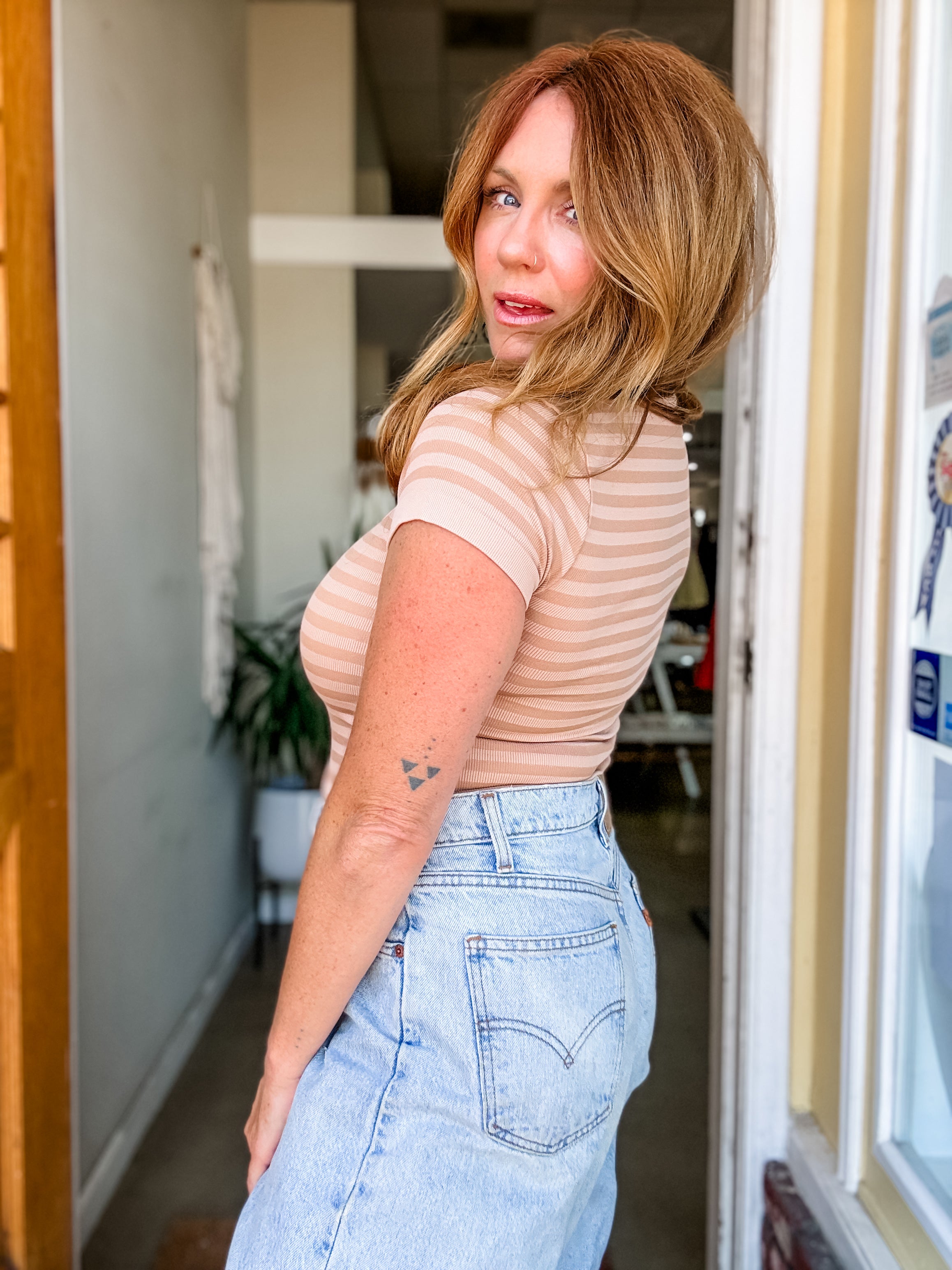 Milk Tea Stripy Top