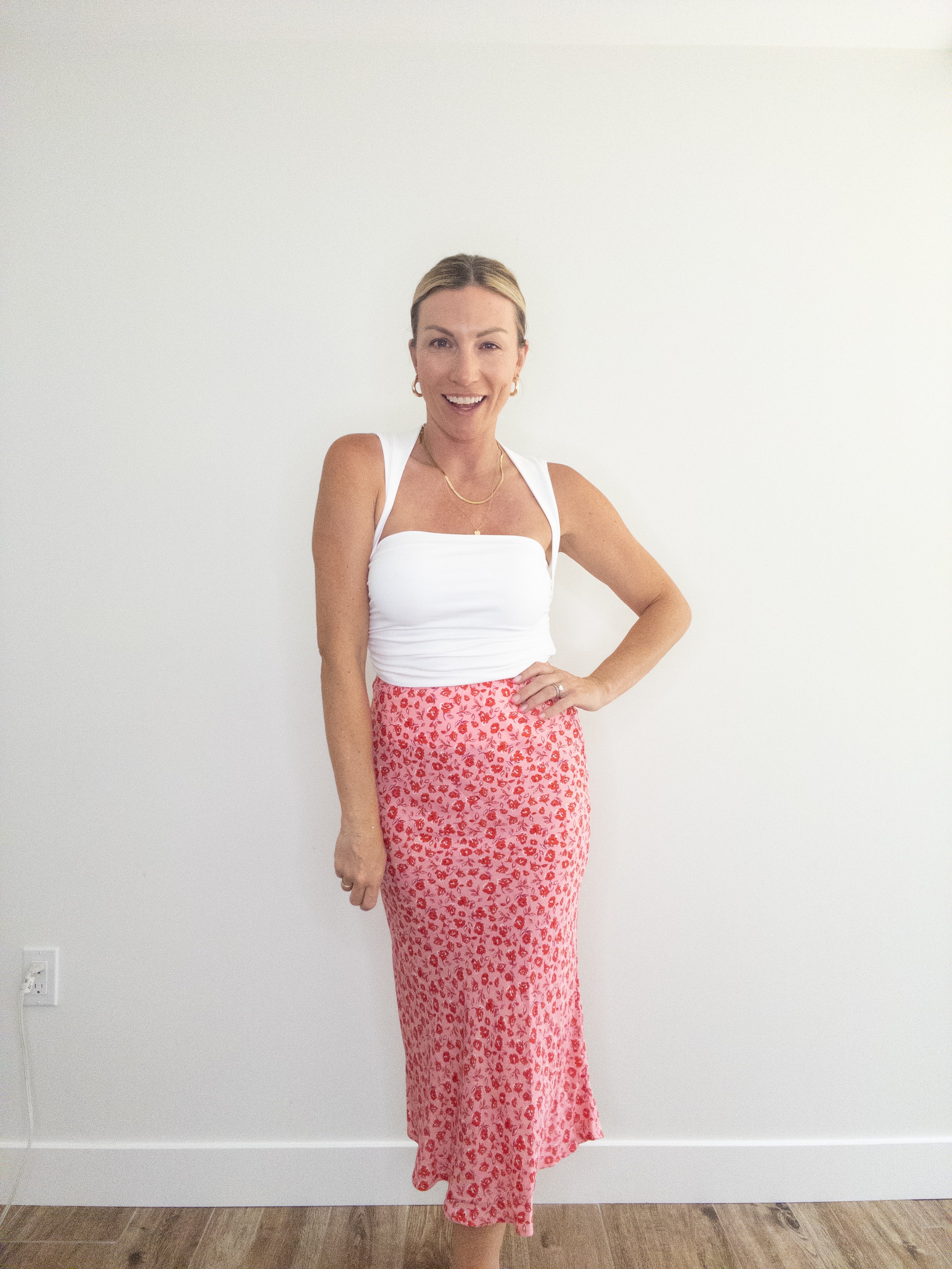 Red Red Roses Midi Skirt