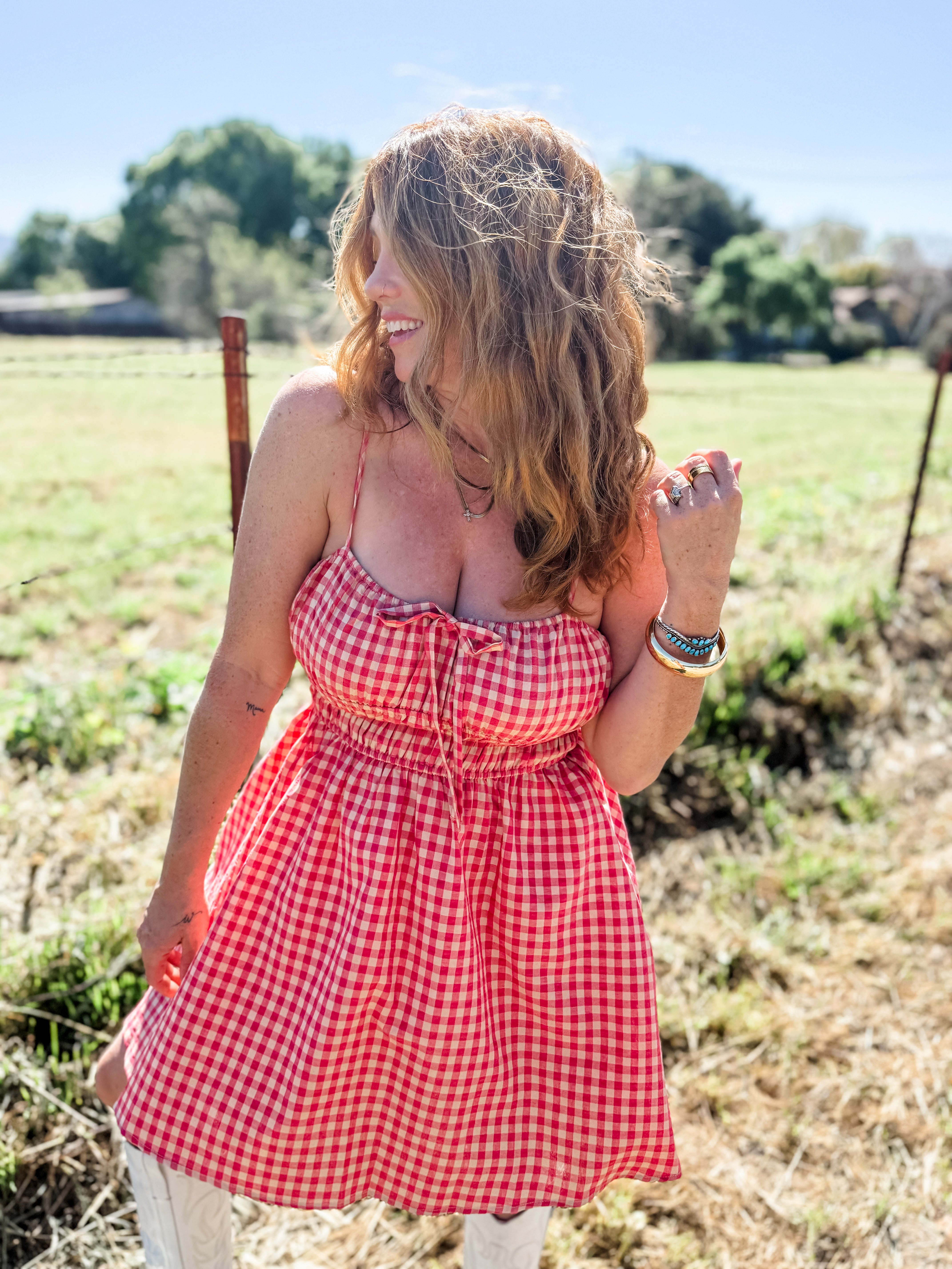 Cherry Basket Shirred Mini Dress
