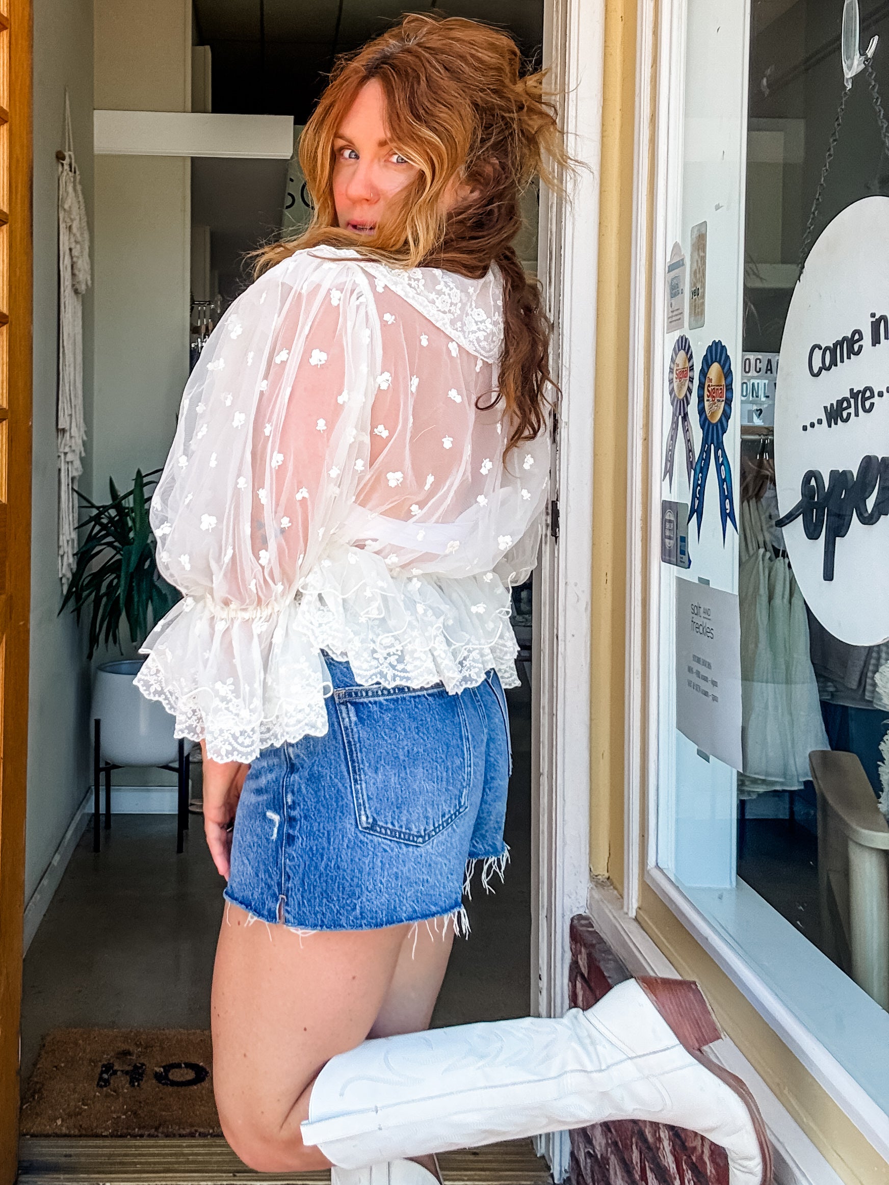 Romantic Sun Lacey Ruffled Blouse