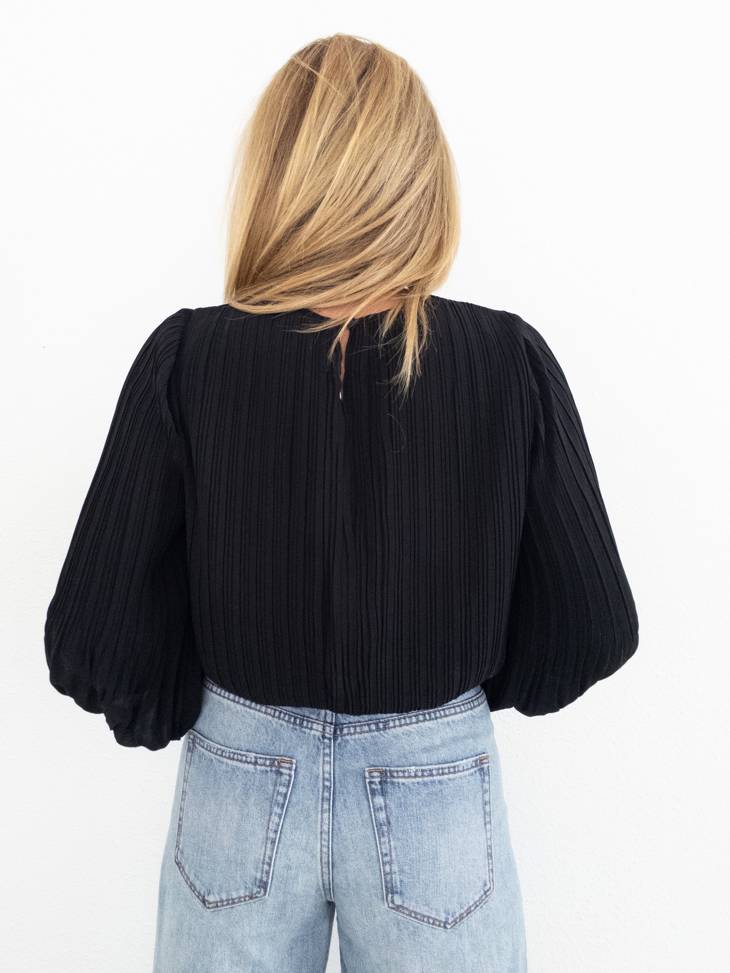 Raven Pleated Woven Top