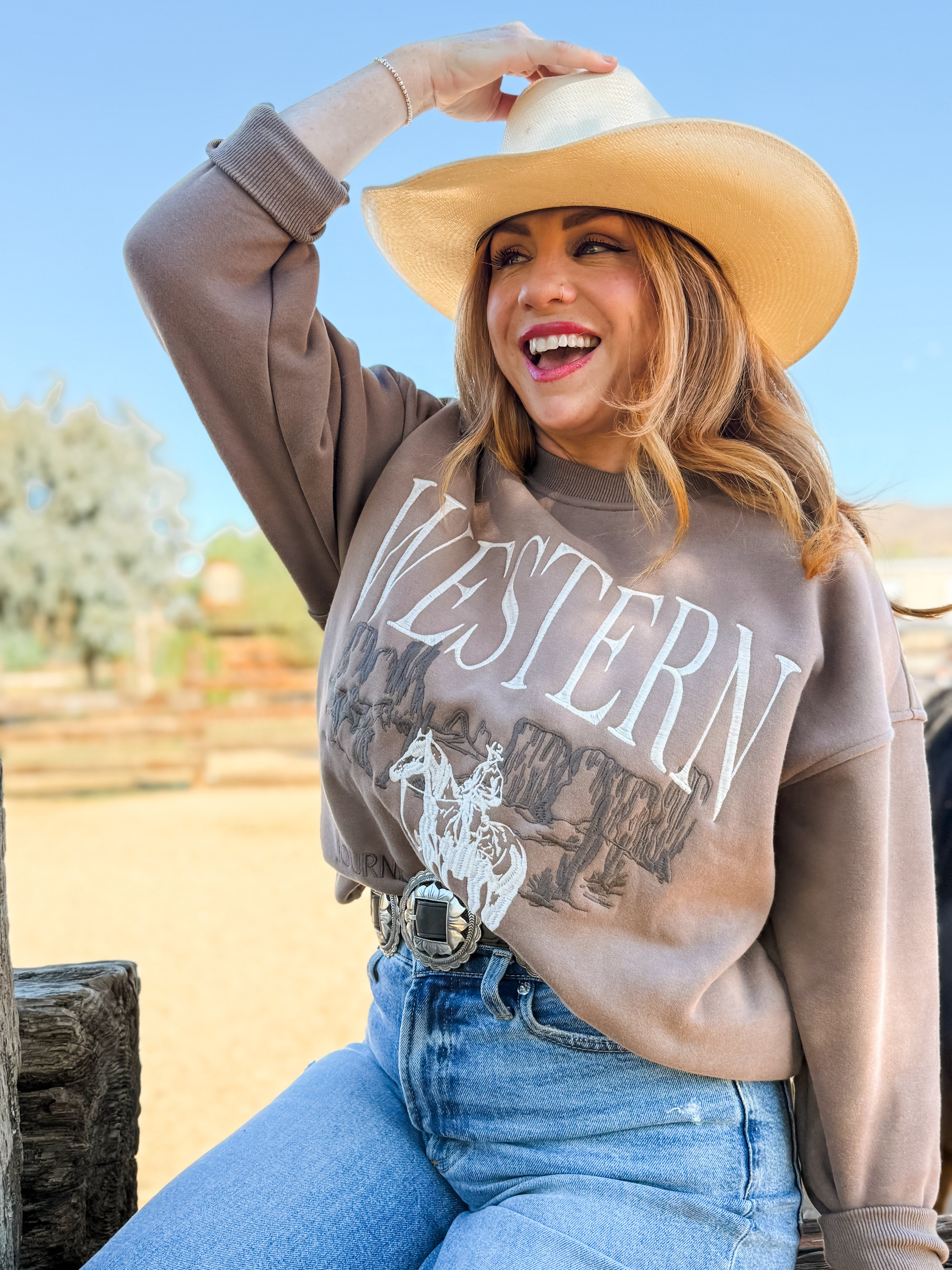 Wild West Embroidered Crew Neck Sweatshirt