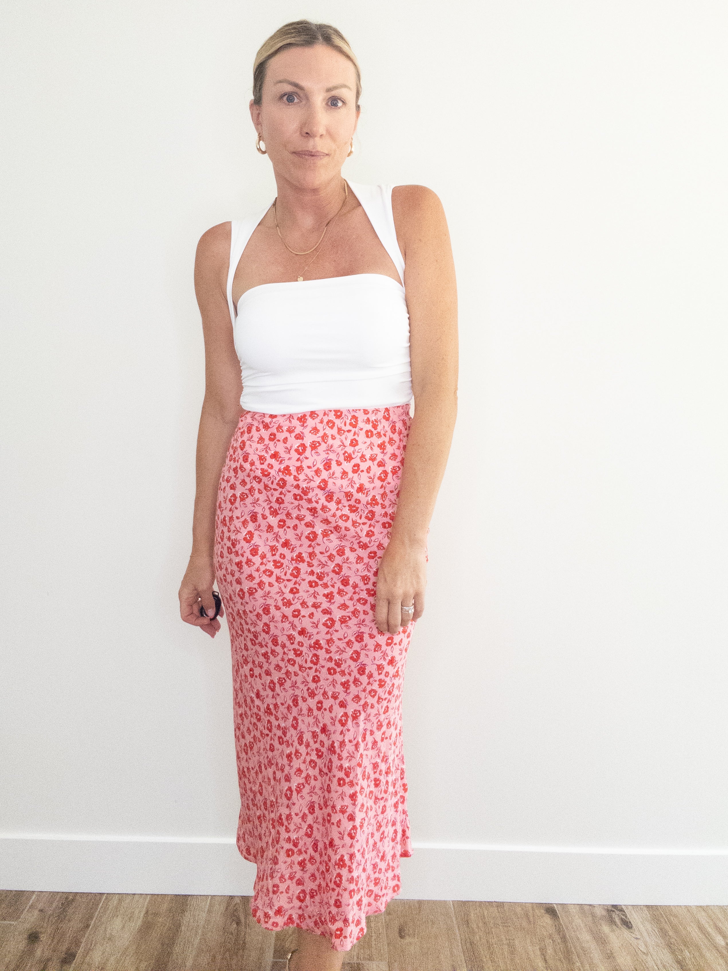 Red Red Roses Midi Skirt