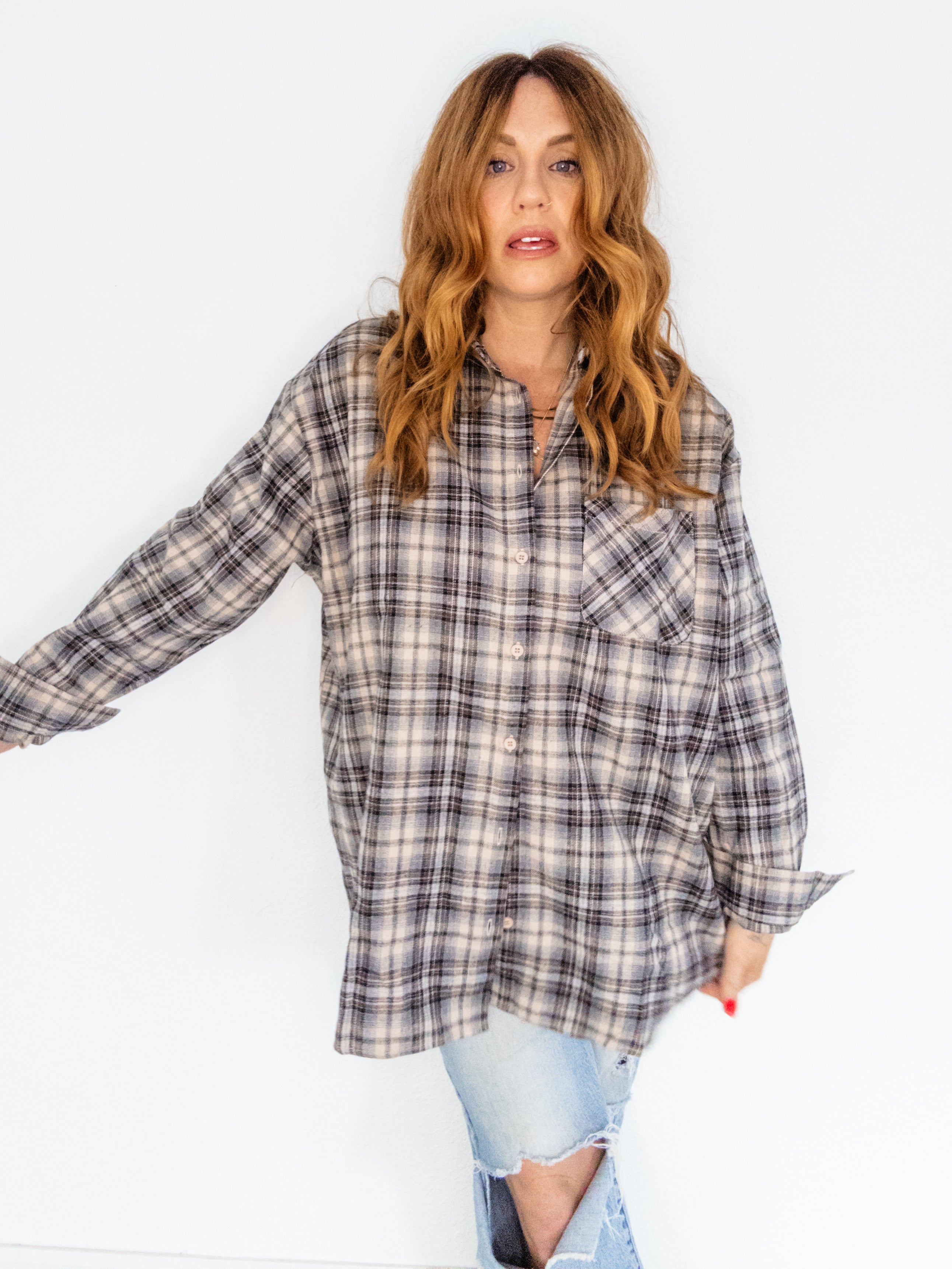 Mad for Plaid Oversized Button Up