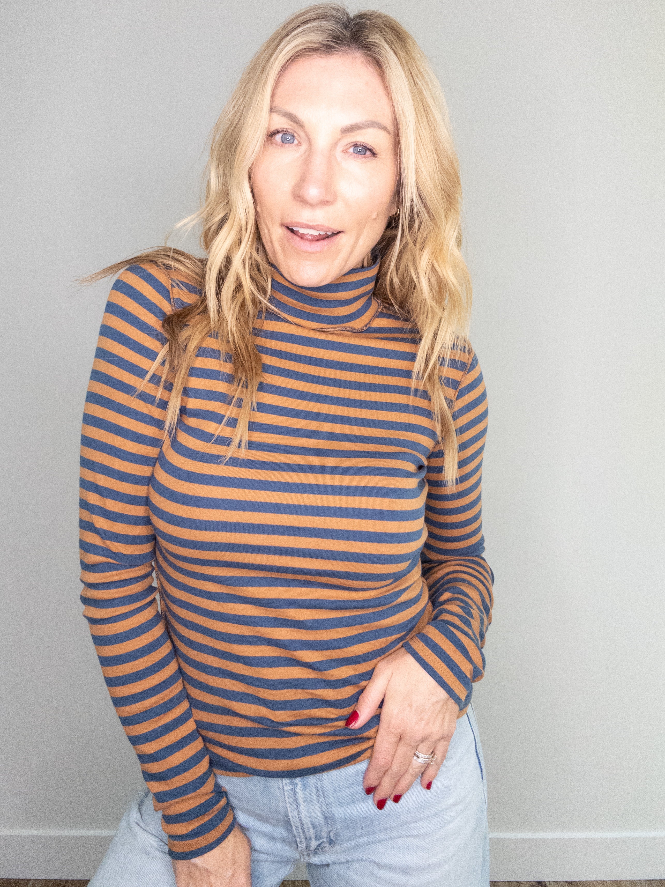 Parallel Lines Striped Turtleneck