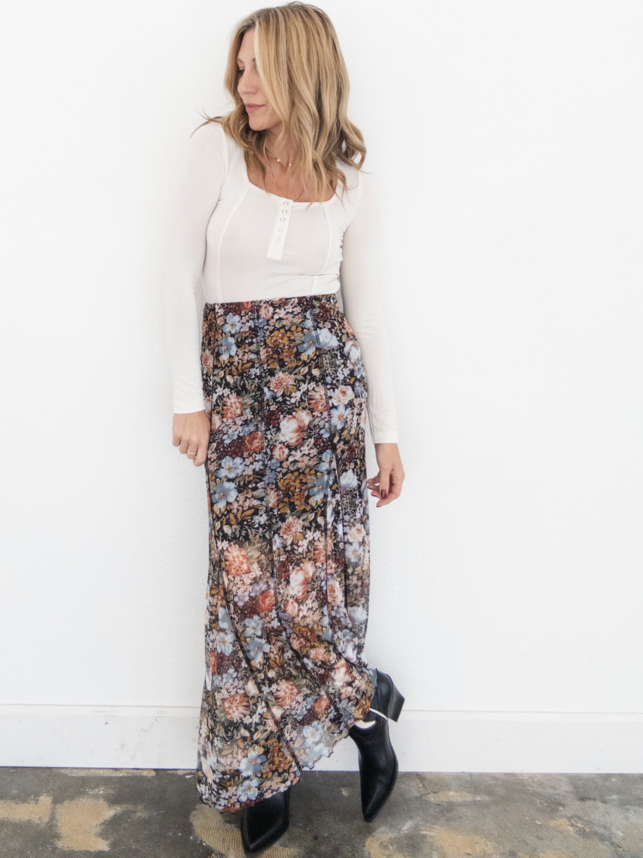 Autumn Florals Maxi Skirt