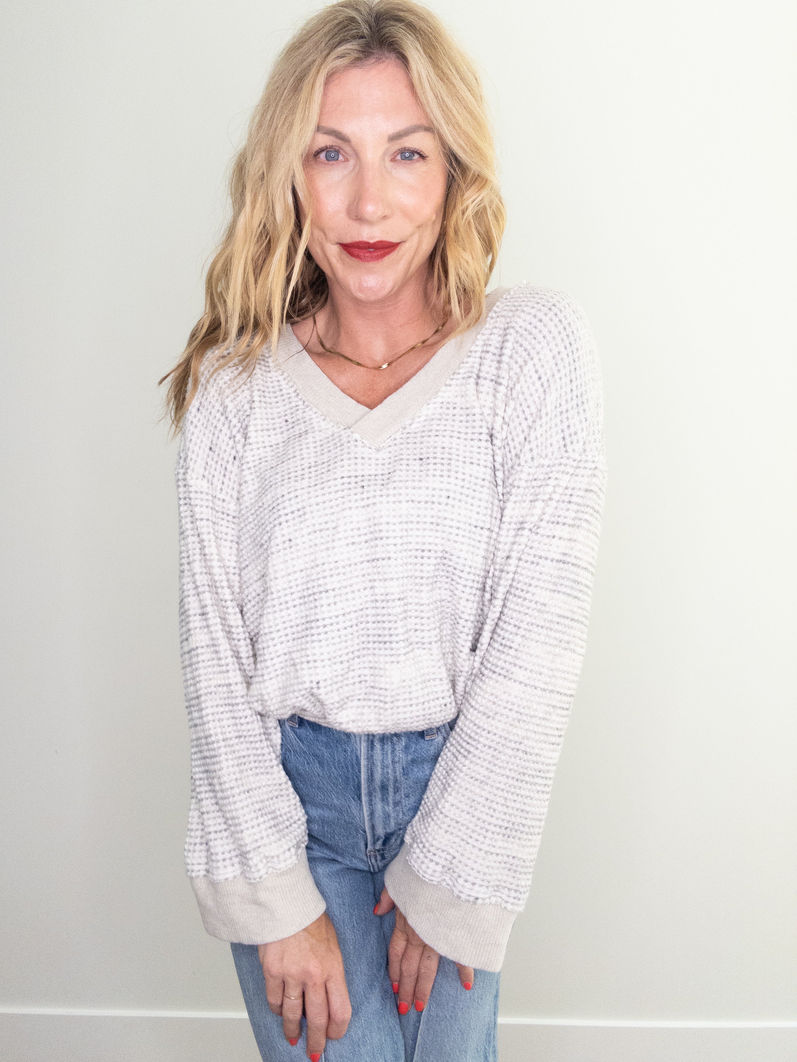 Project Social T Justina Brushed Thermal V Neck Pullover