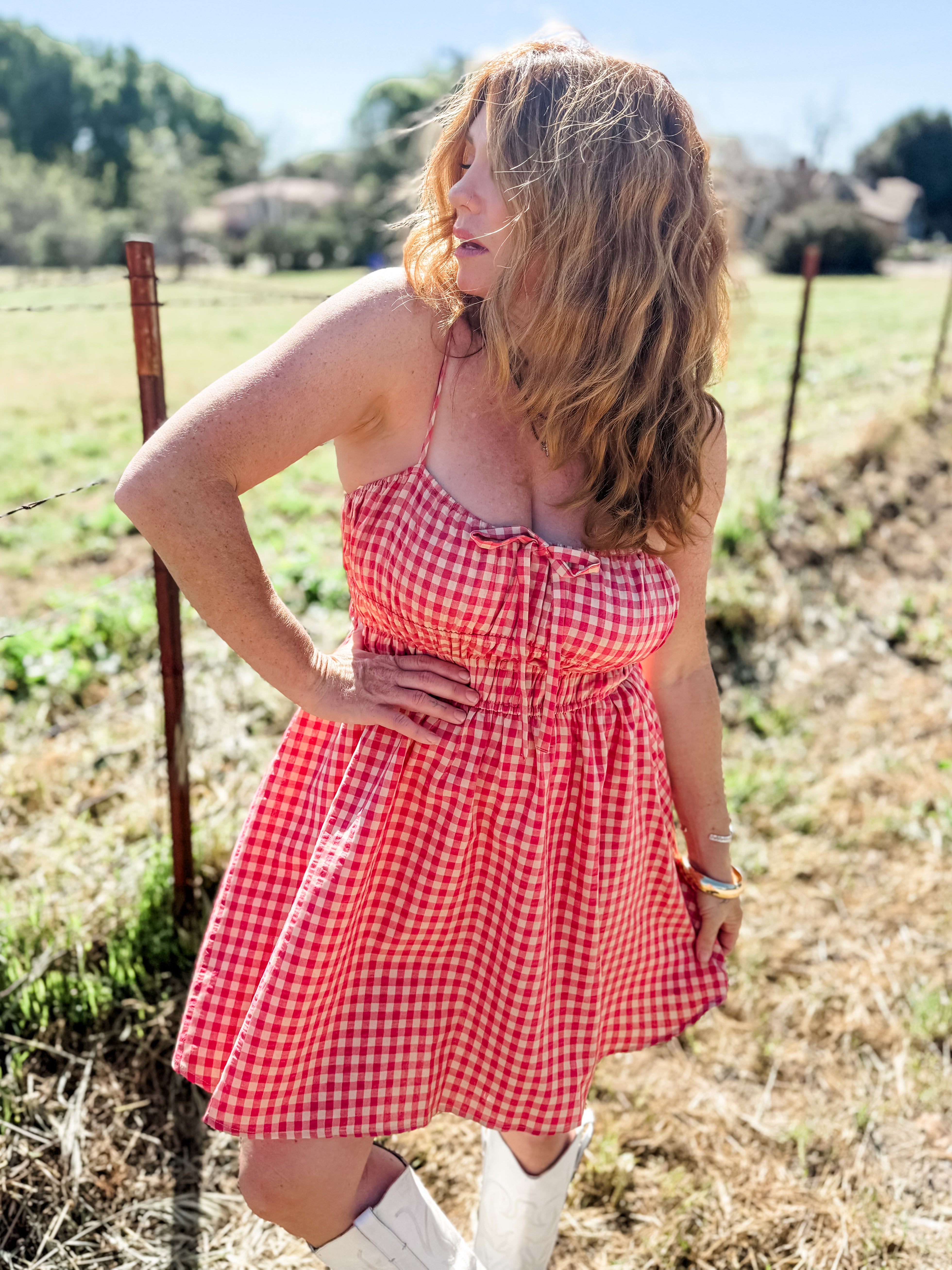 Cherry Basket Shirred Mini Dress
