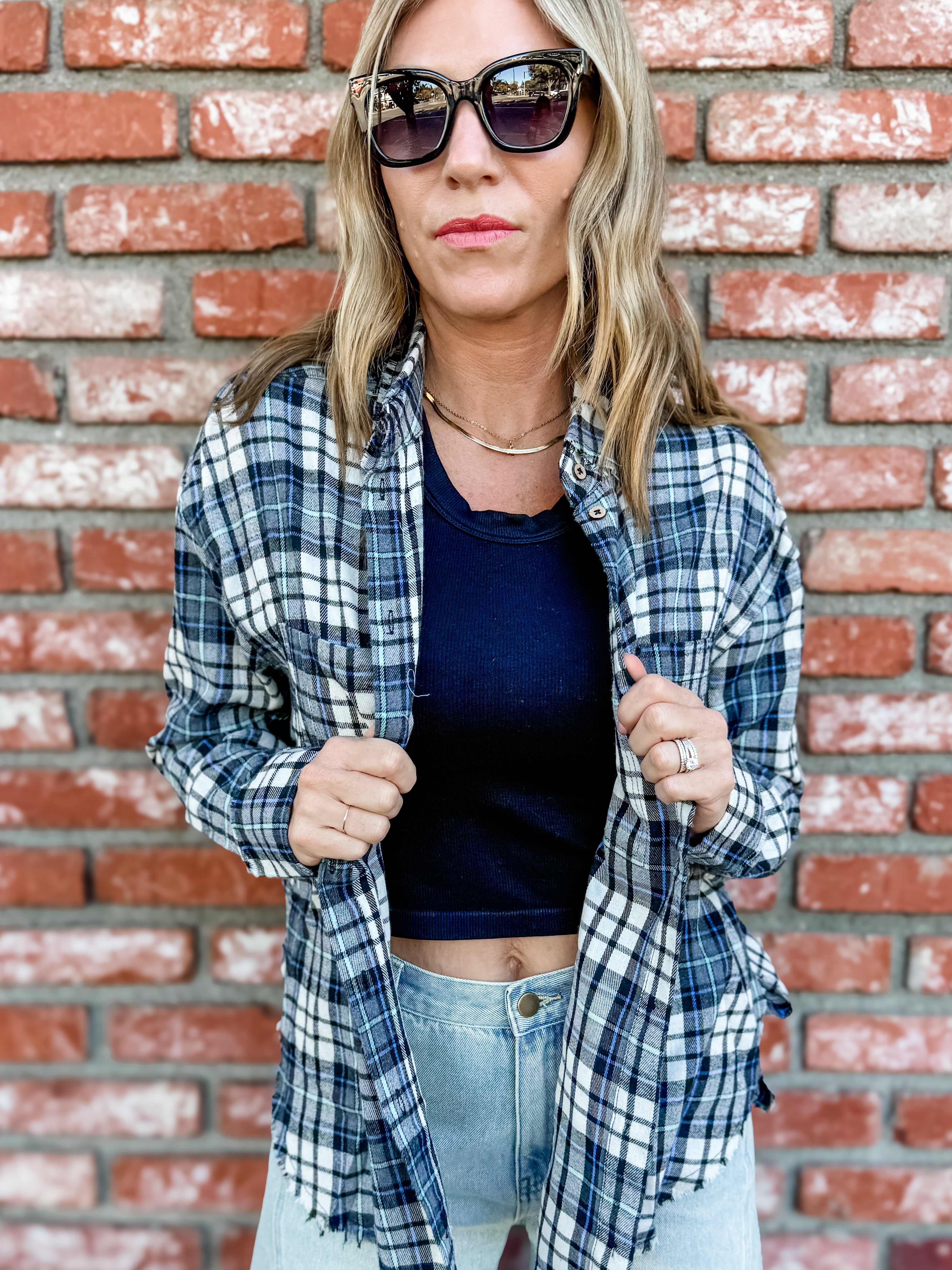 Misty Pines Plaid Button Down Shirt