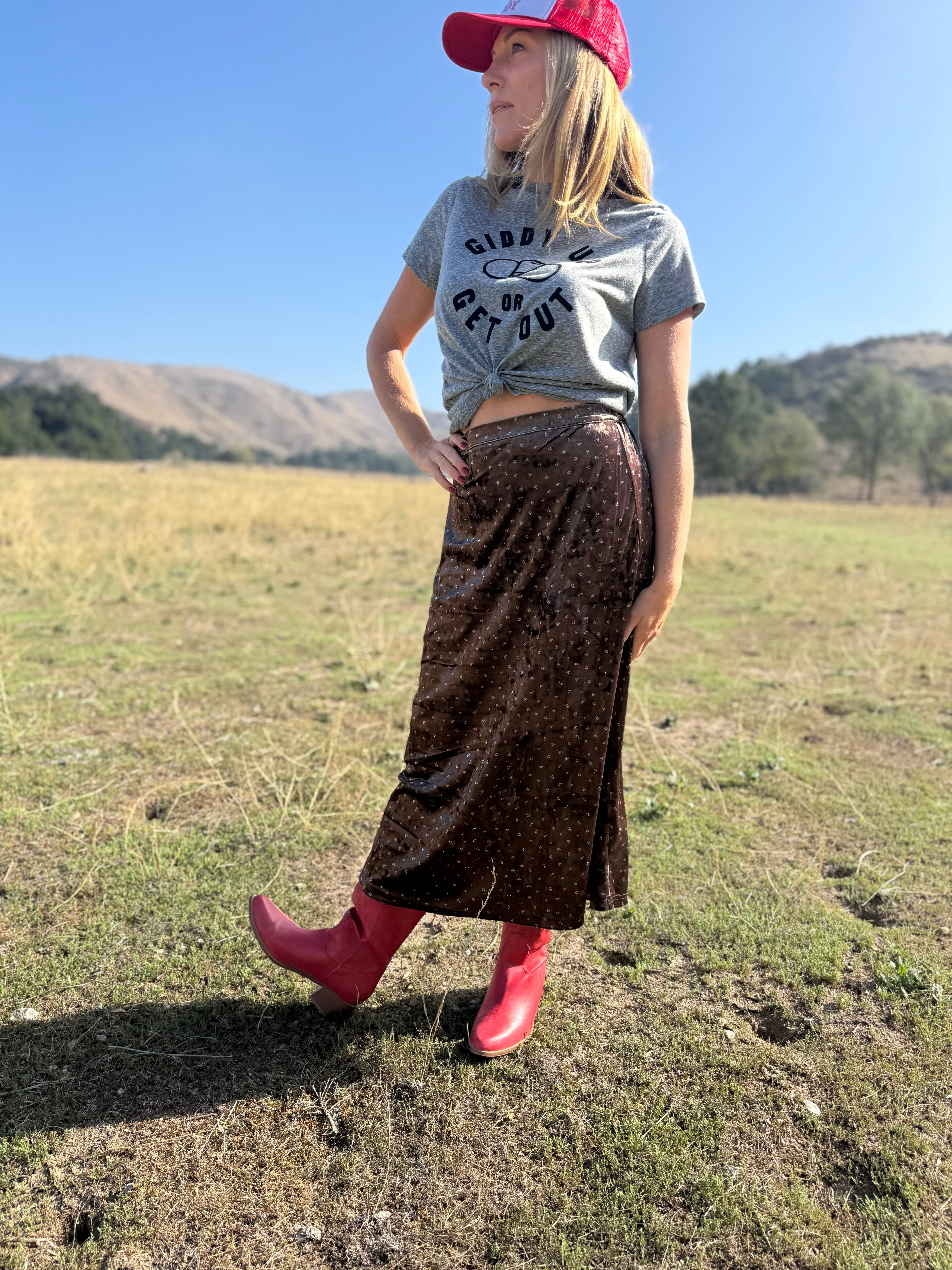 Ditsy Florals Midi Skirt