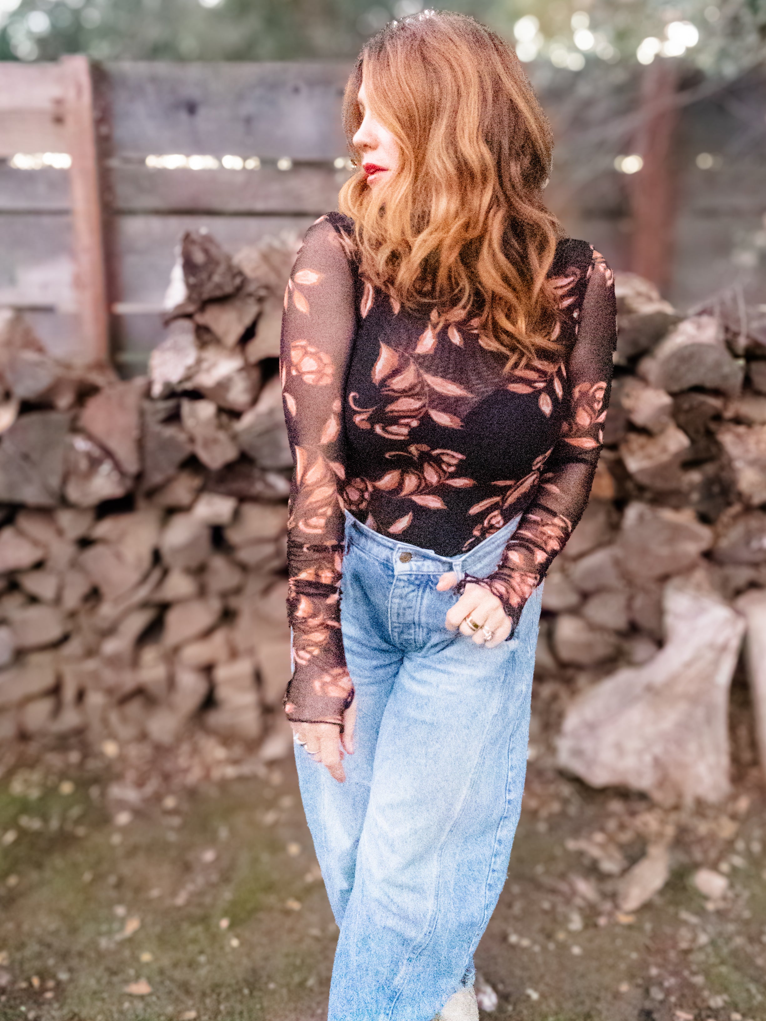 Fallen Leaf Mesh Bodysuit