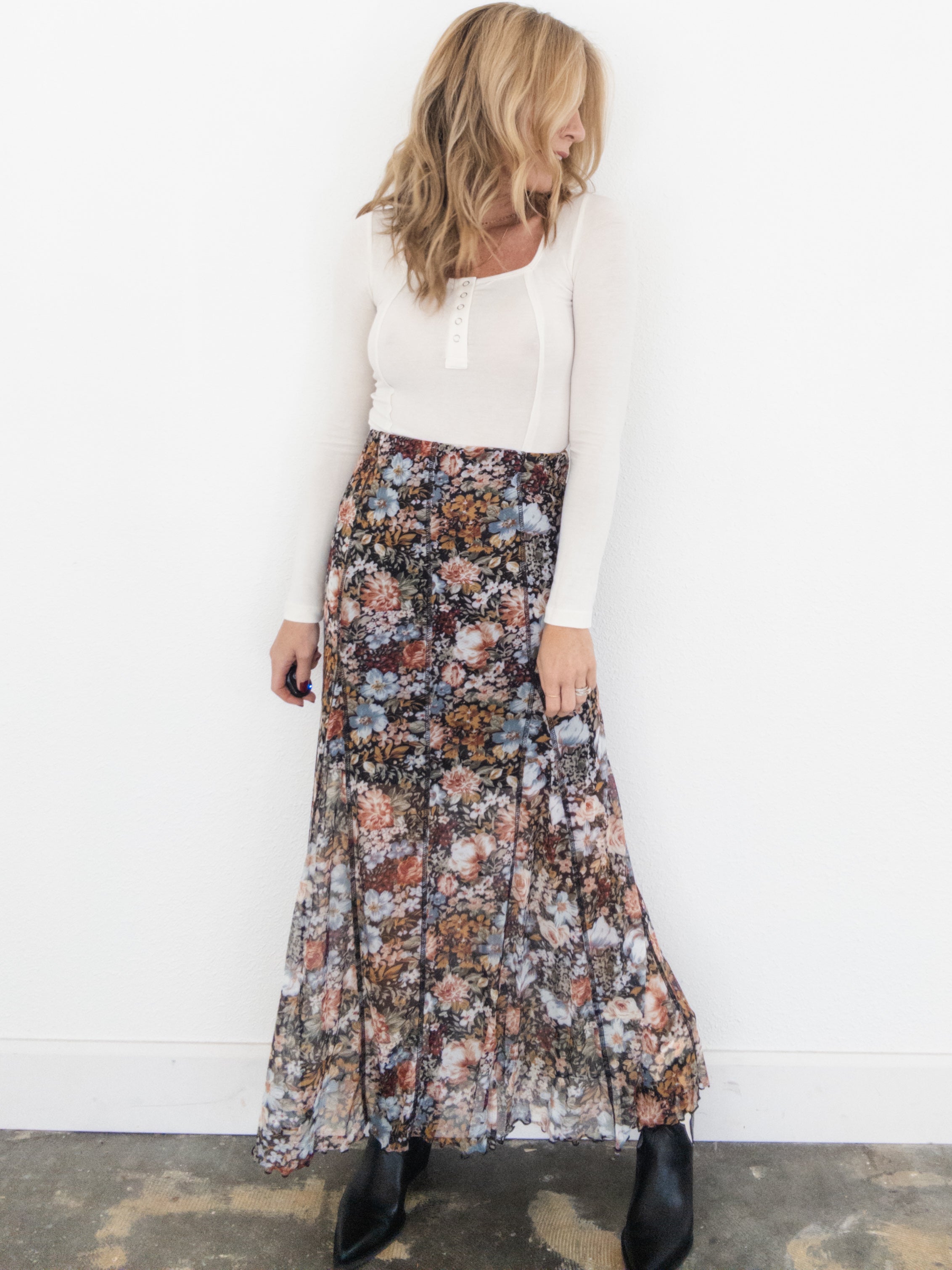 Autumn Florals Maxi Skirt