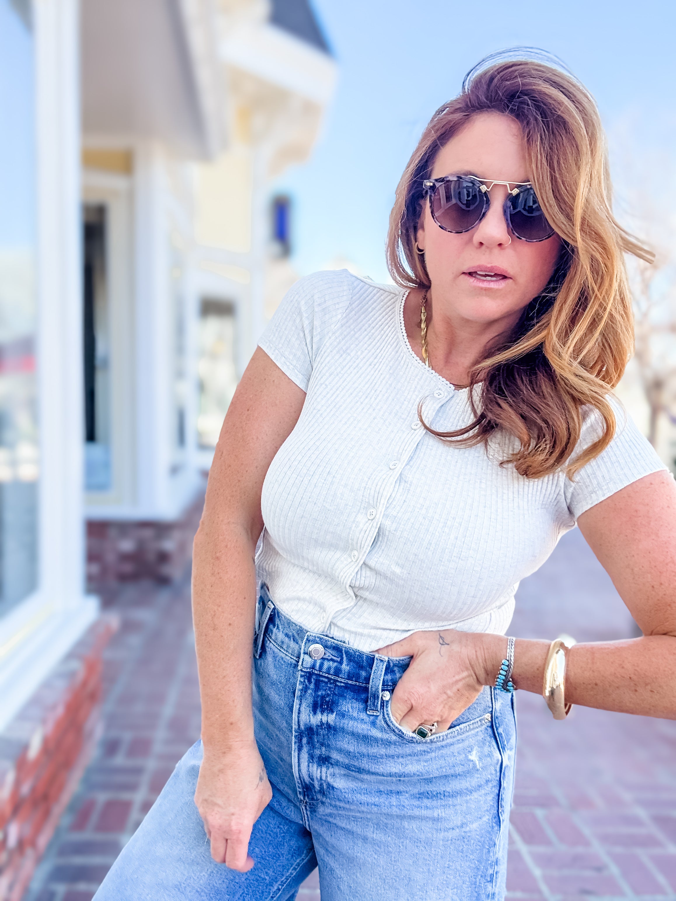 Sammie Button Front Top