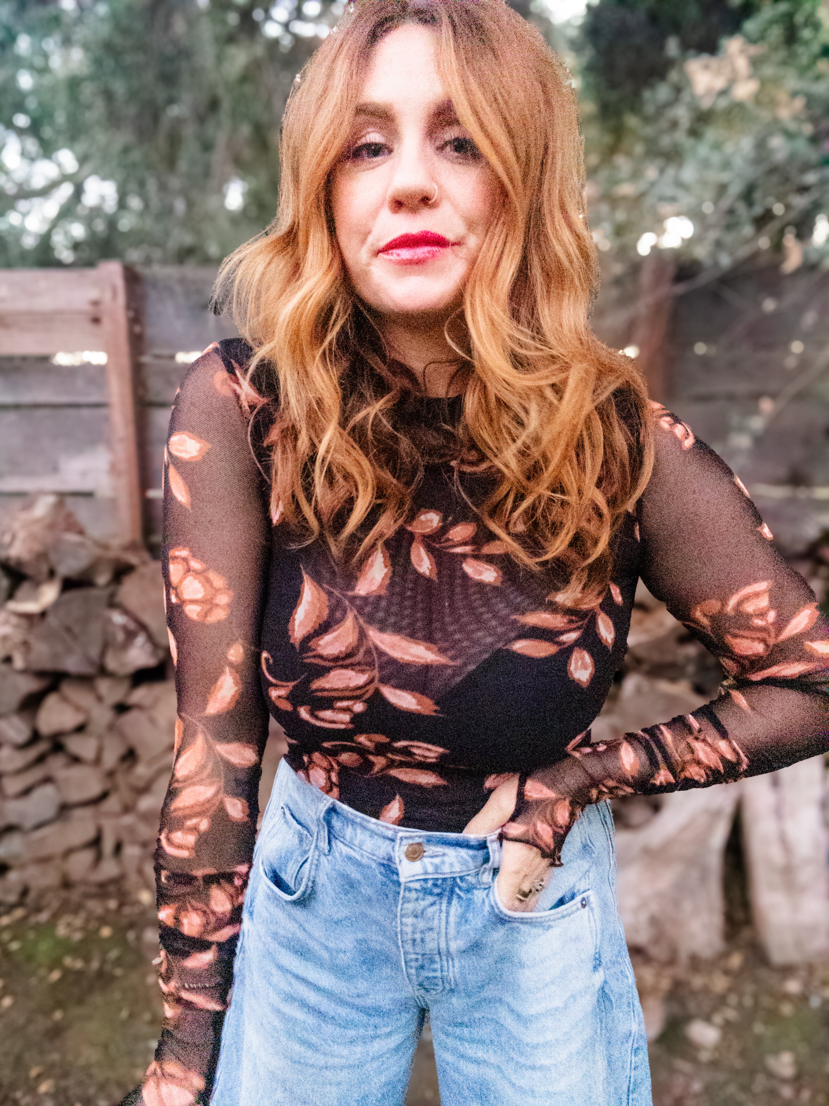 Fallen Leaf Mesh Bodysuit