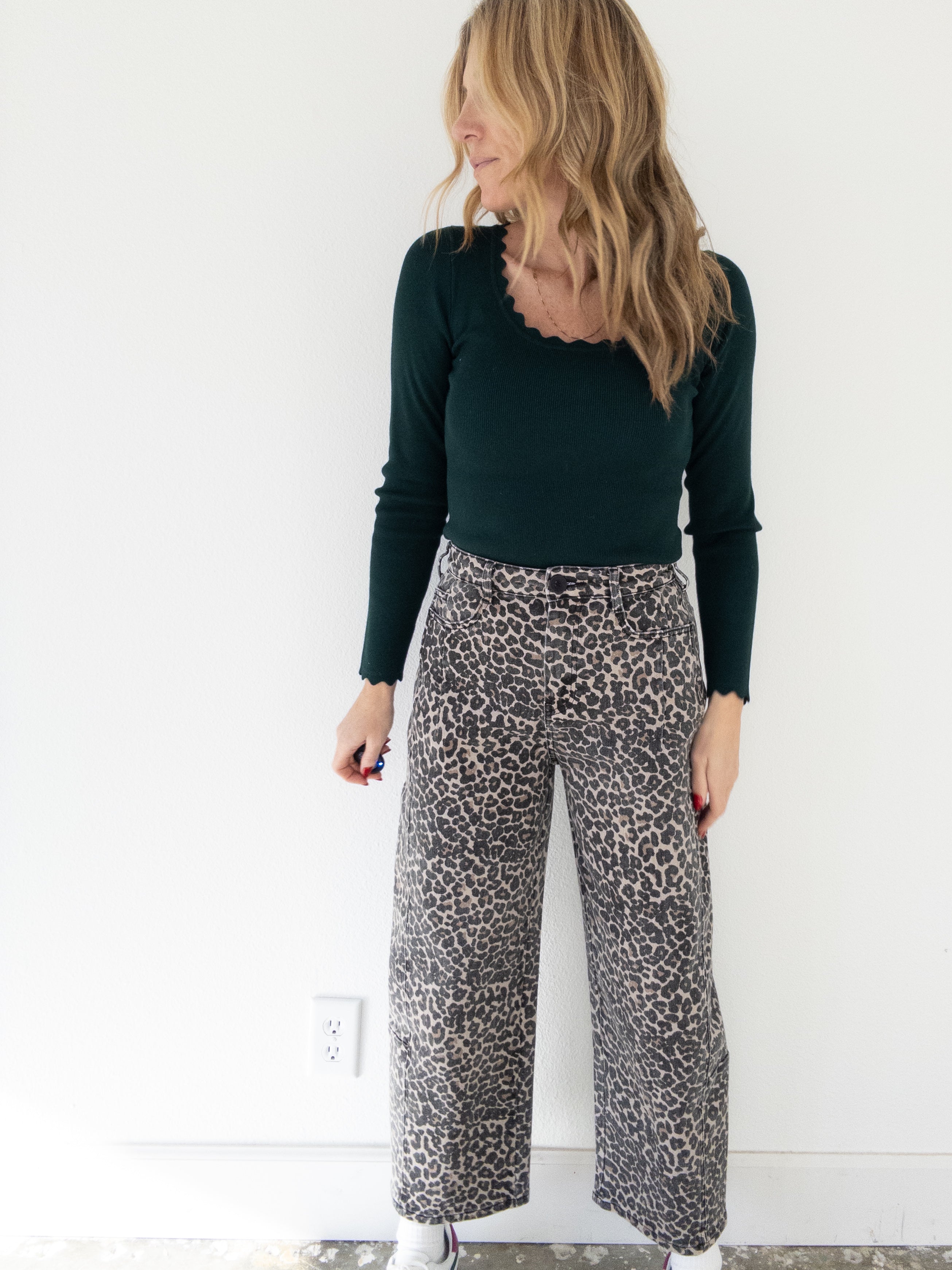 Here To Stay Leopard Barrel Pant