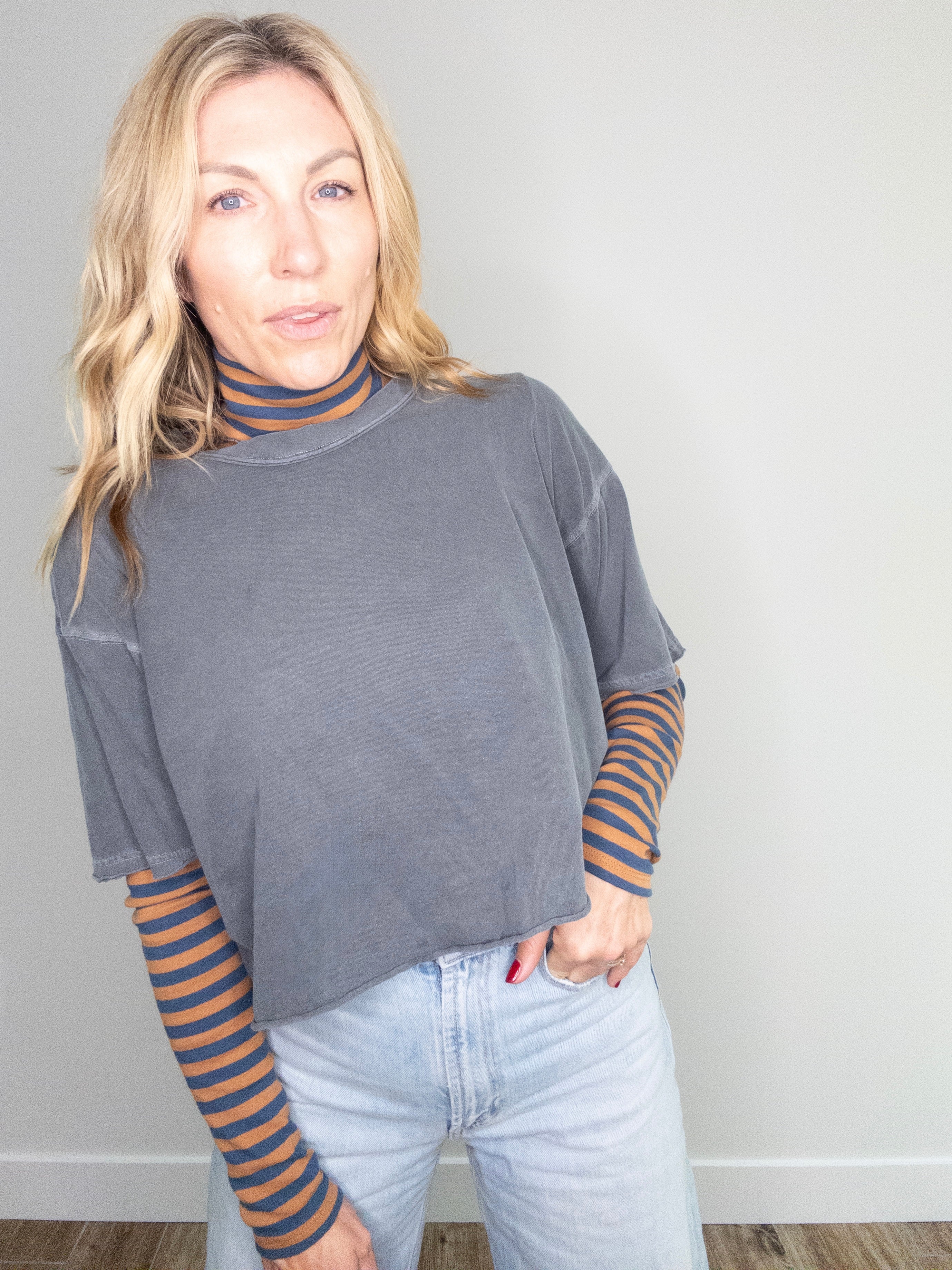 Parallel Lines Striped Turtleneck