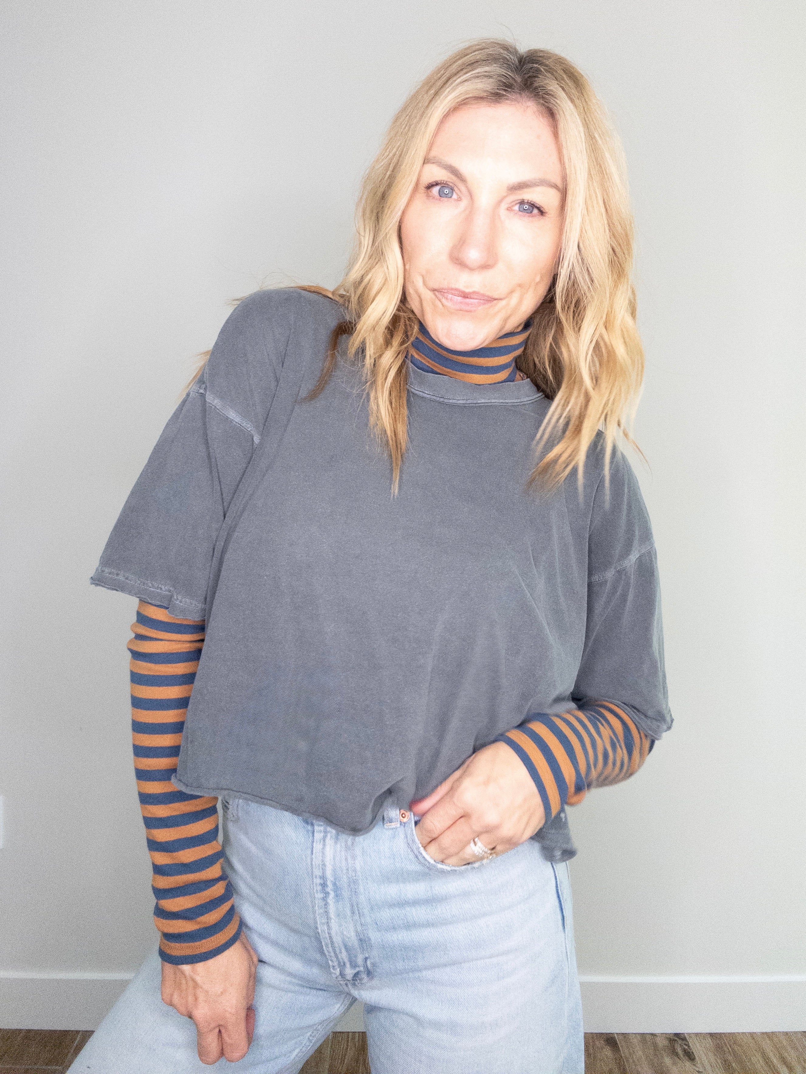 Parallel Lines Striped Turtleneck