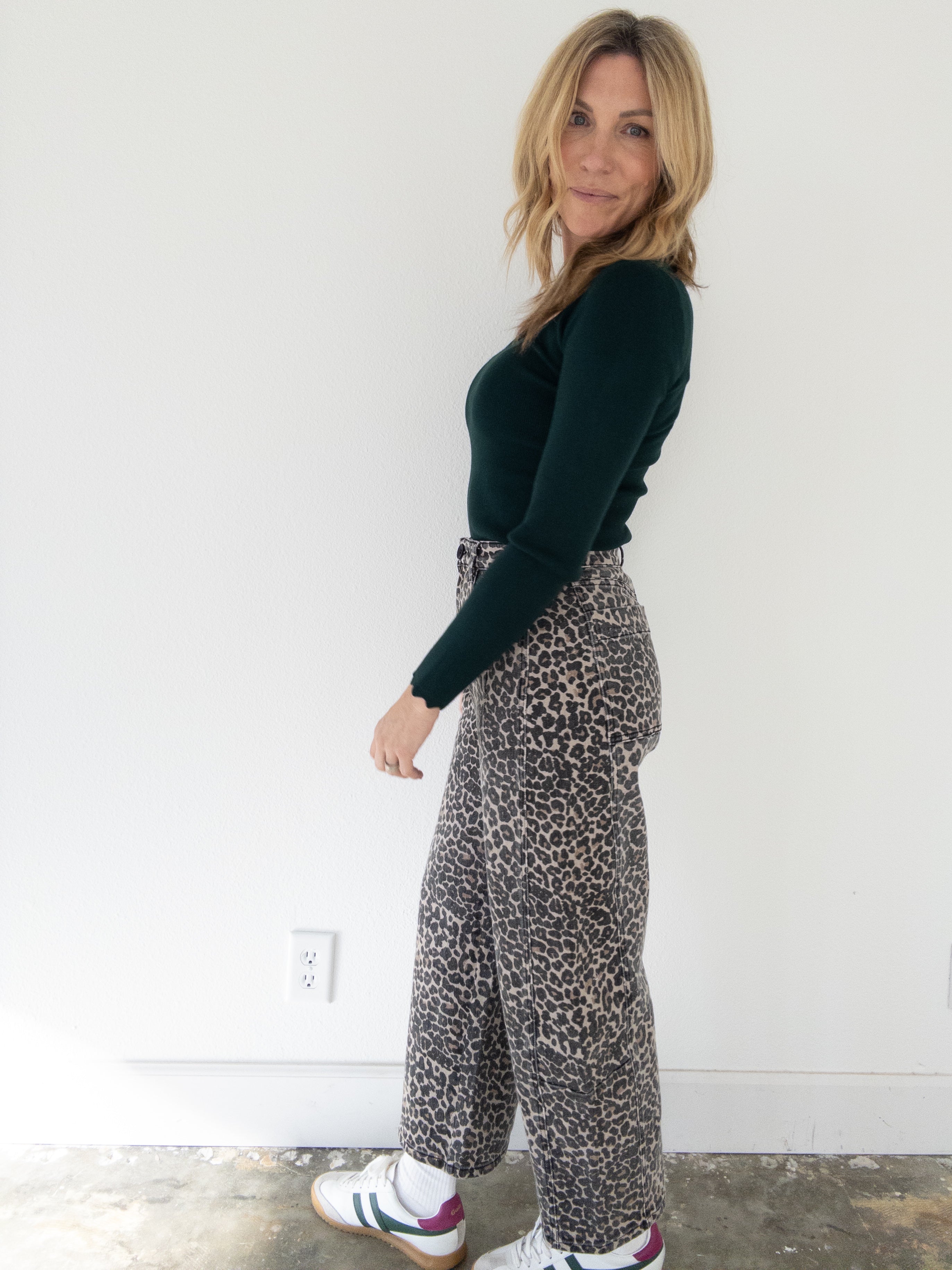 Here To Stay Leopard Barrel Pant