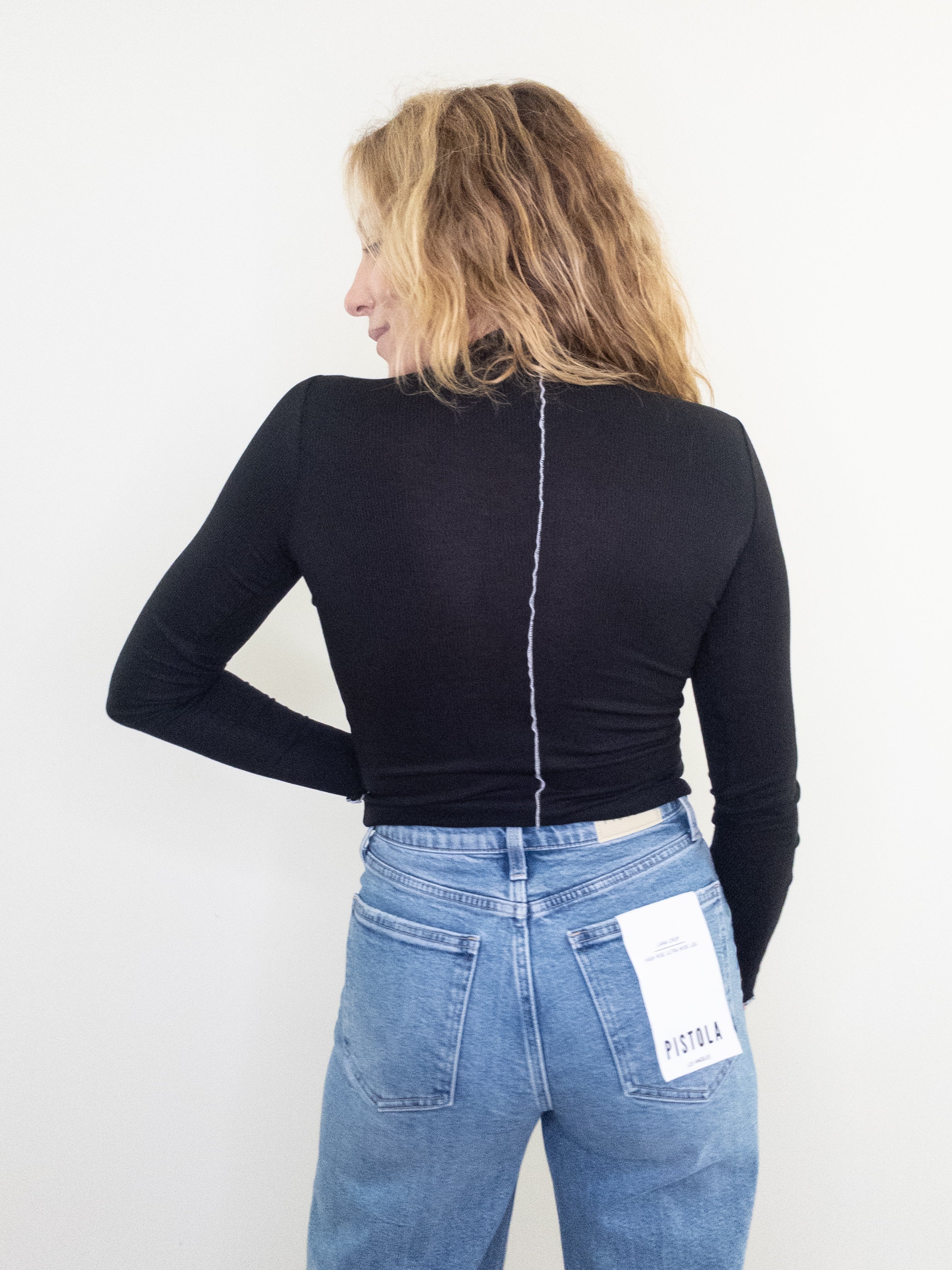 Project Social T Sparks Seamed Rib Funnel Neck Long Sleeve