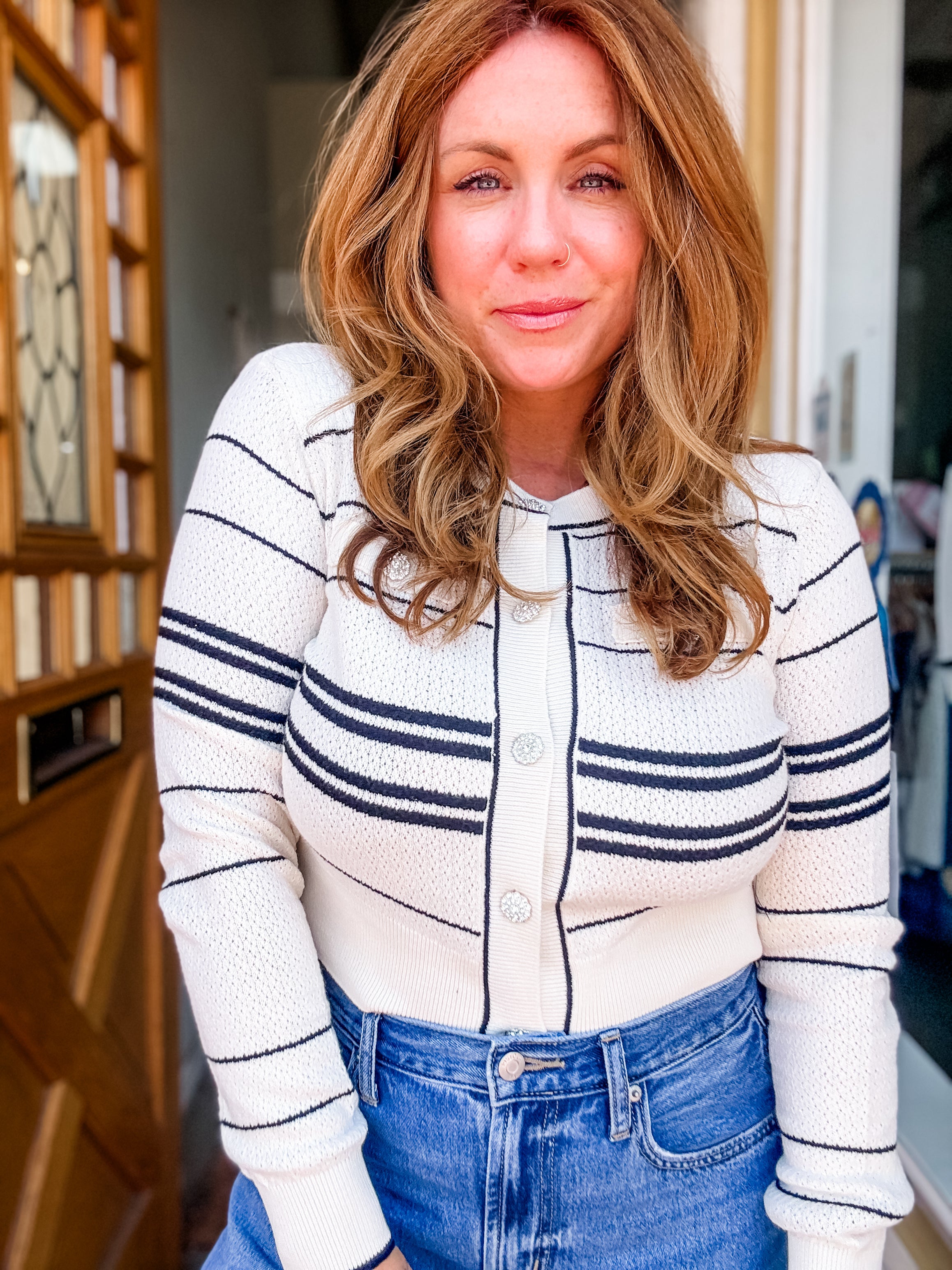 Jewel Button Cardigan Top