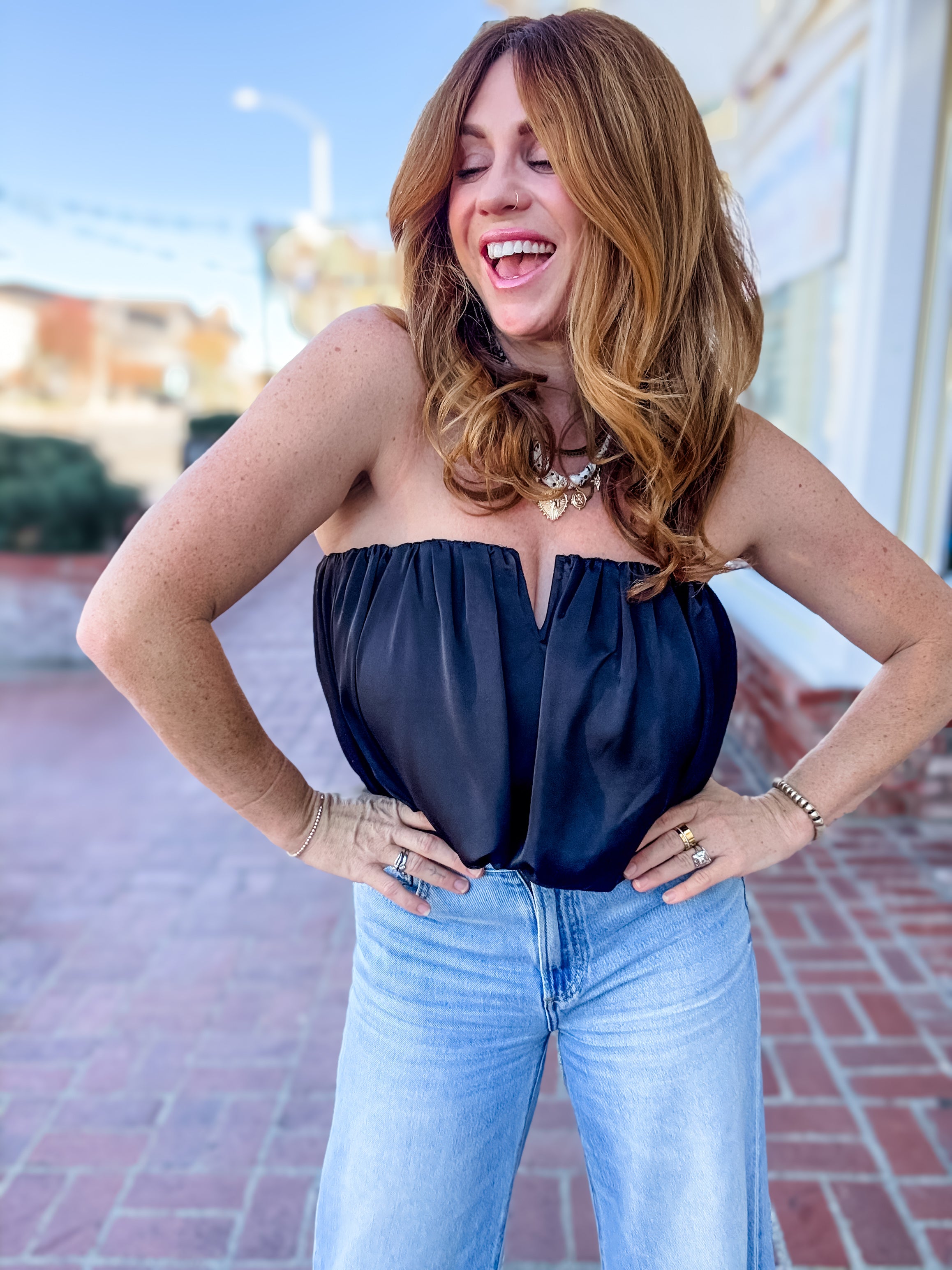 Set The Scene Bubble Hem Tube Top